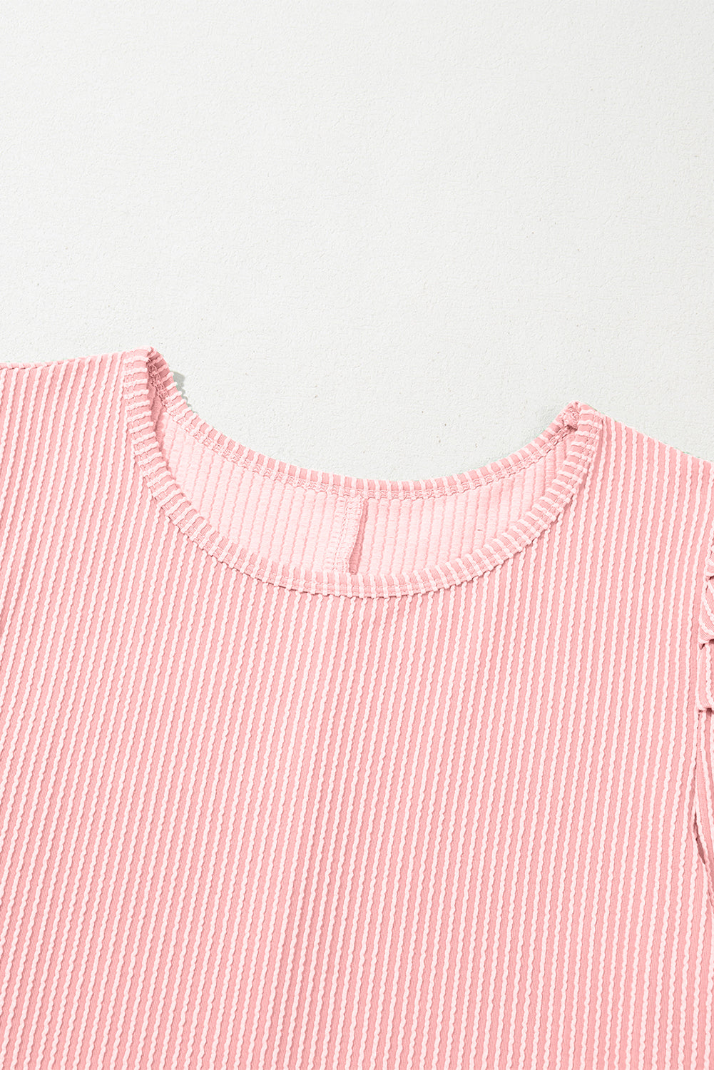 Blossom Corded Knit Crew Neck Puff Sleeve Shift Mini Dress BB Fashion Outlet