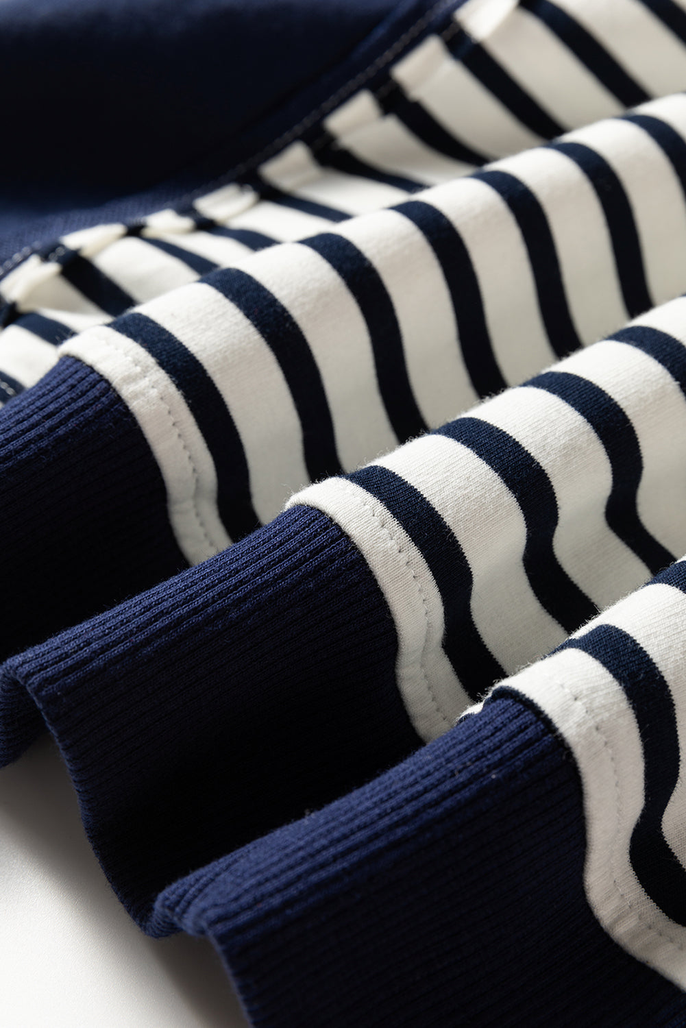 Striped Contrast Stitched Detail Plus Size Sweatshirt - eAura