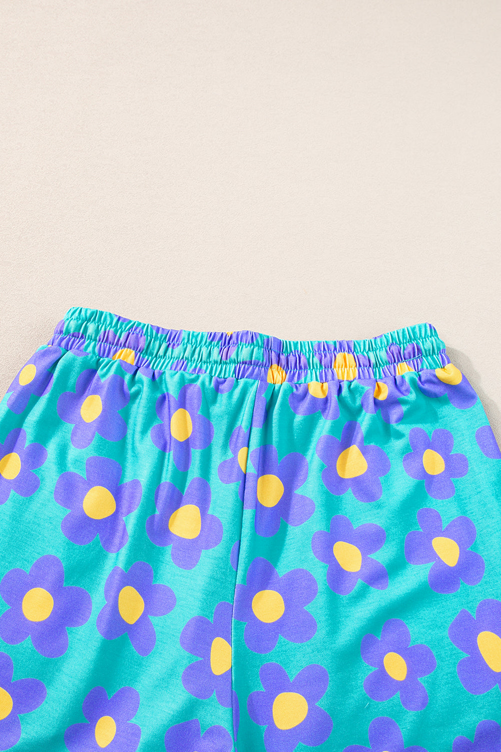 Green Flower Print Short Sleeve Shirt Pyjamas Set eAura