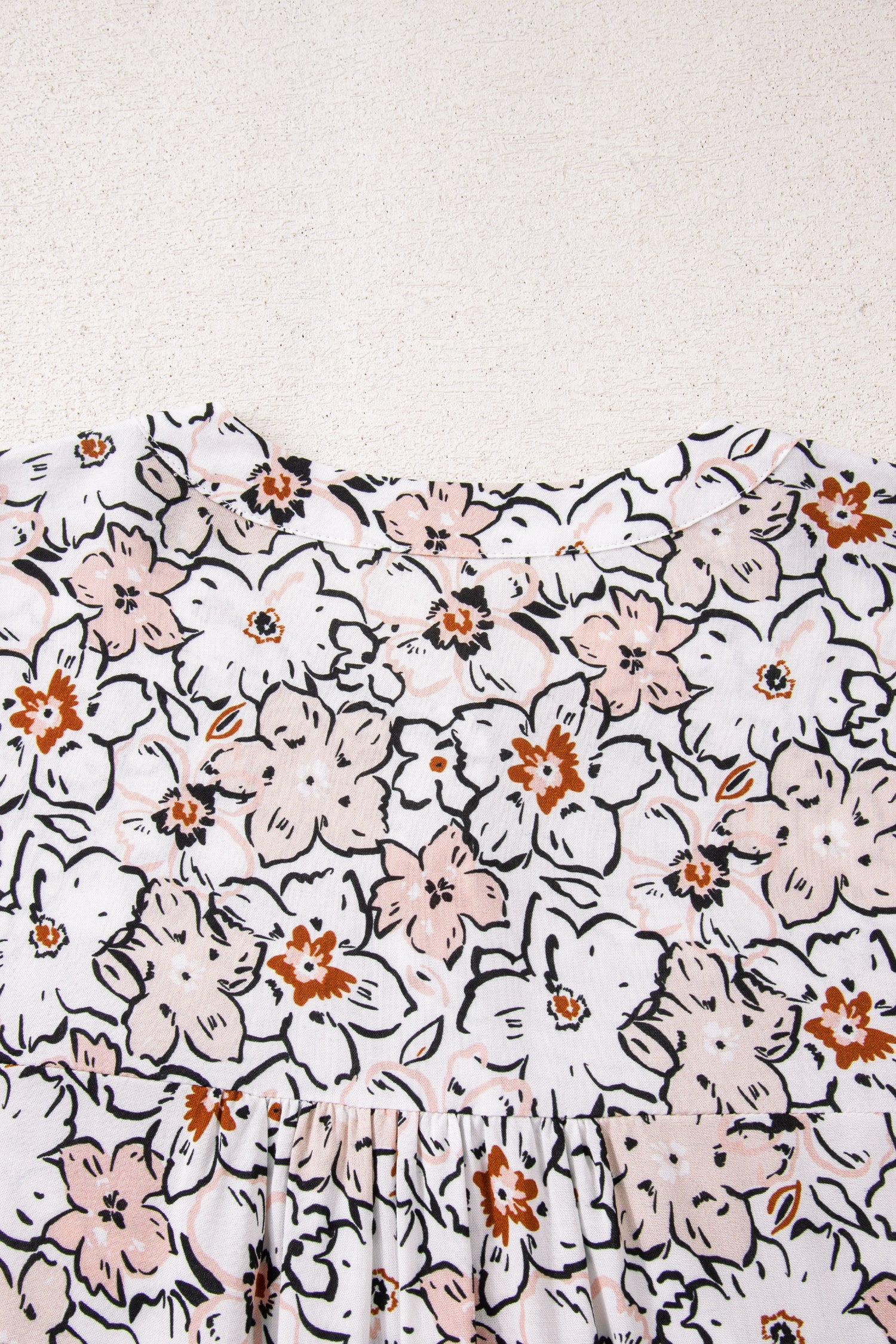 Bold Floral Print Frilled Puff Sleeve Button Down Shirt - eAura