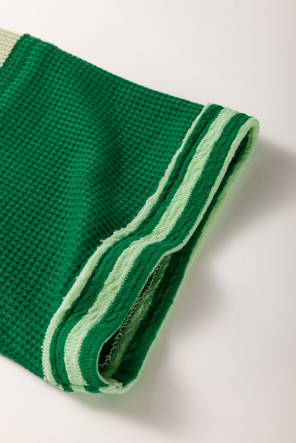 Mint Green Striped Patchwork Textured Colourblock 3/4 Sleeve Knit Top - eAura