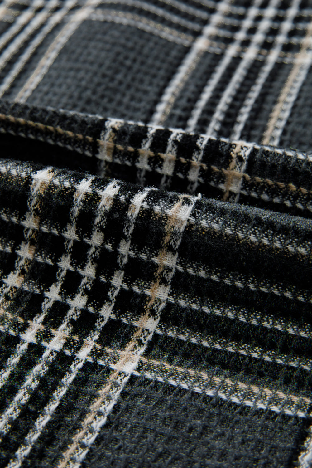 Plaid Print Textured Buttoned Shacket eAura