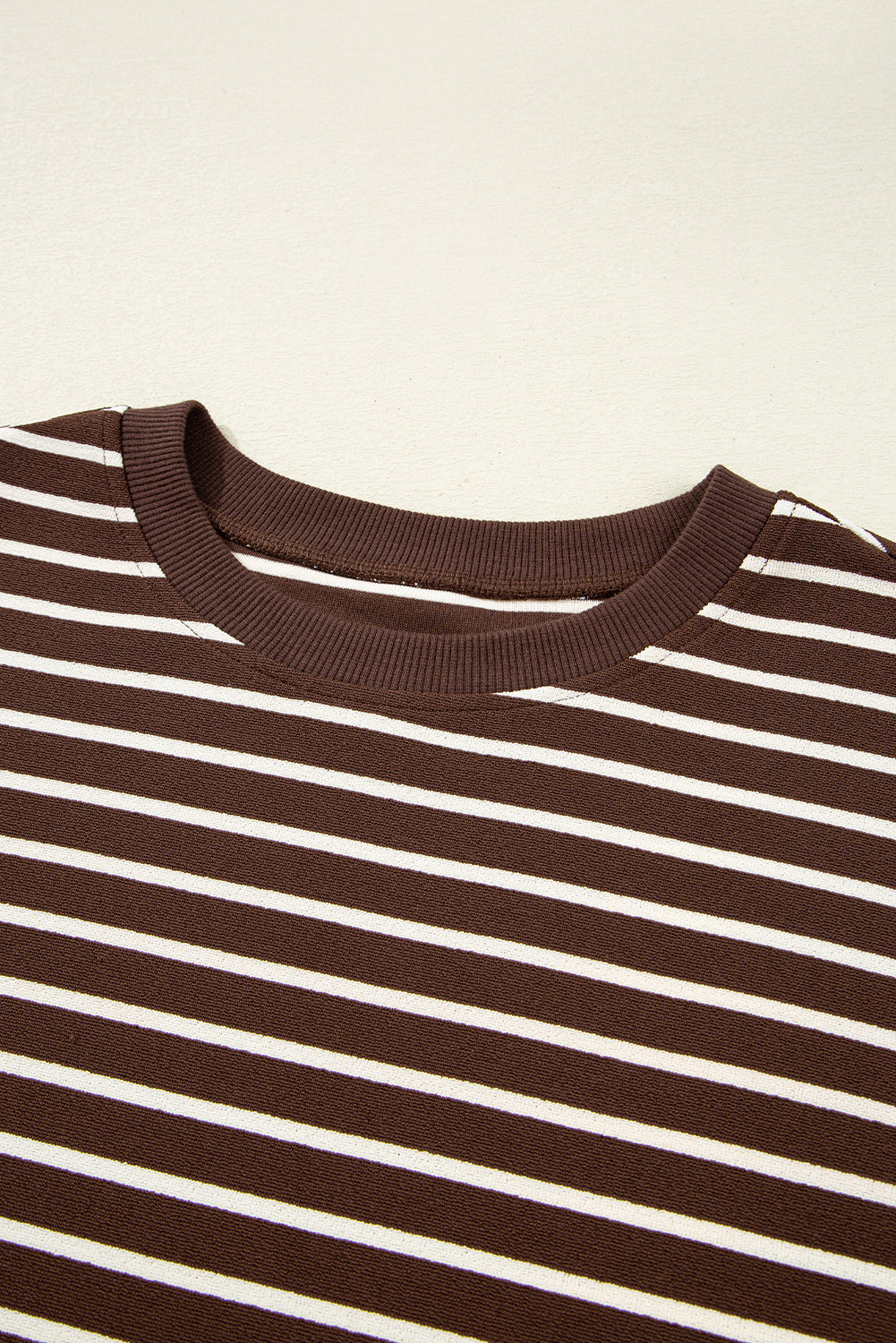 Striped Ribbed Cropped Long Sleeve T-Shirt - eAura
