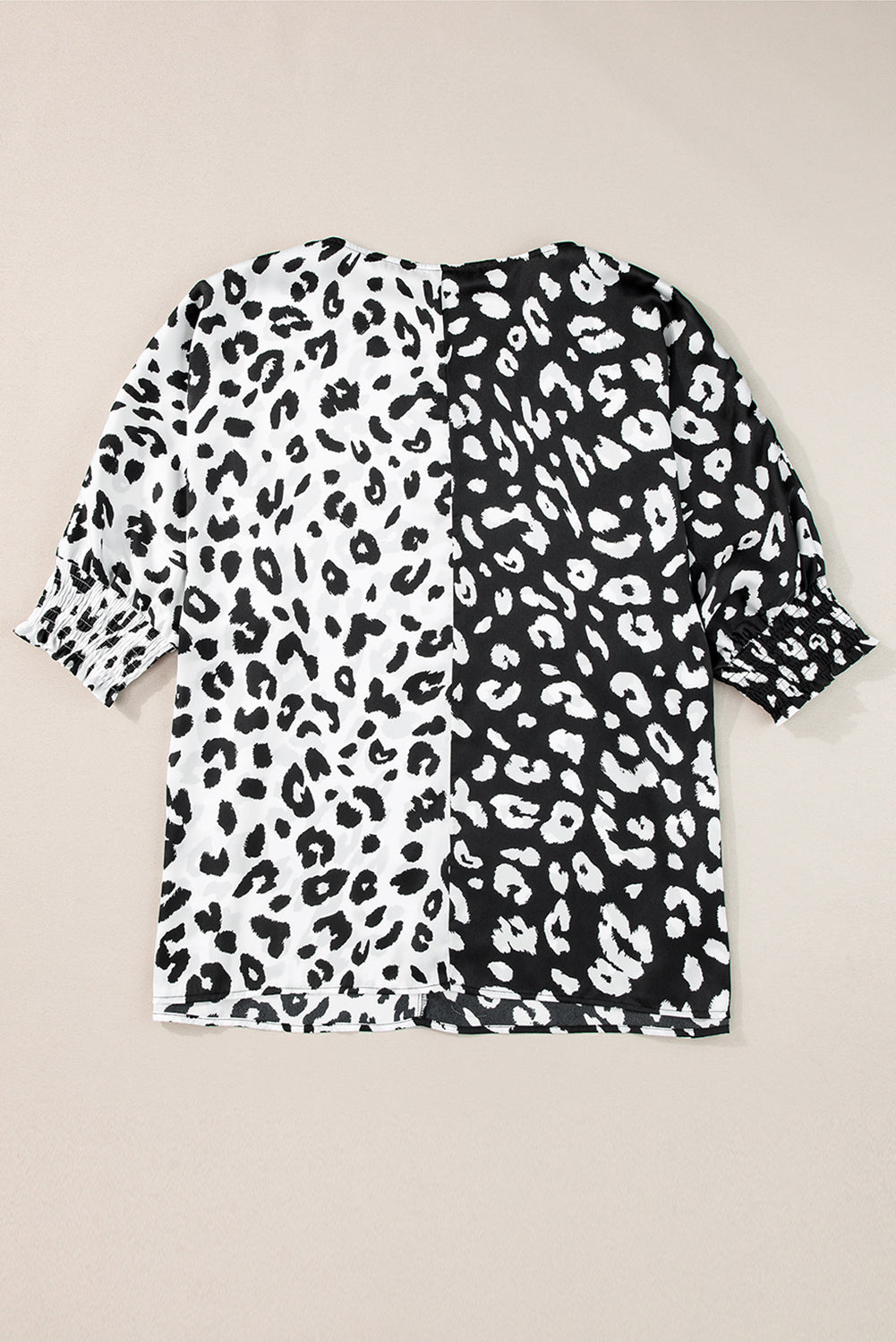 Black Plus Size Contrast Leopard Half Sleeve Blouse BB Fashion Outlet