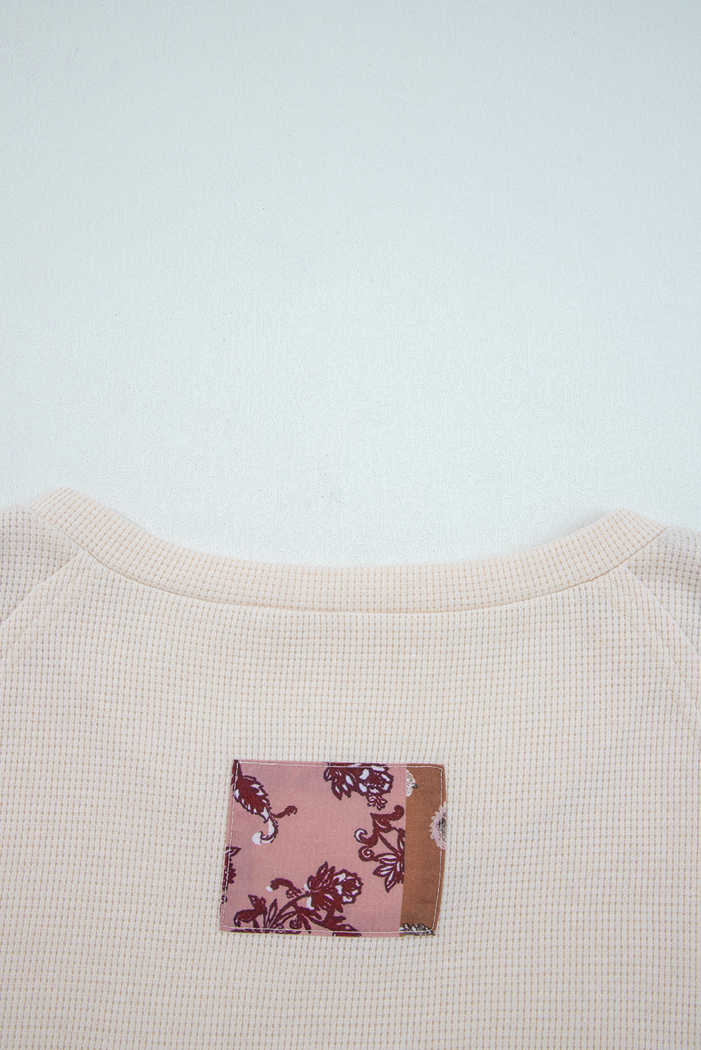 Paisley Print Contrast Patchwork Long Sleeve Loose Top - Tops/Tops & Tees