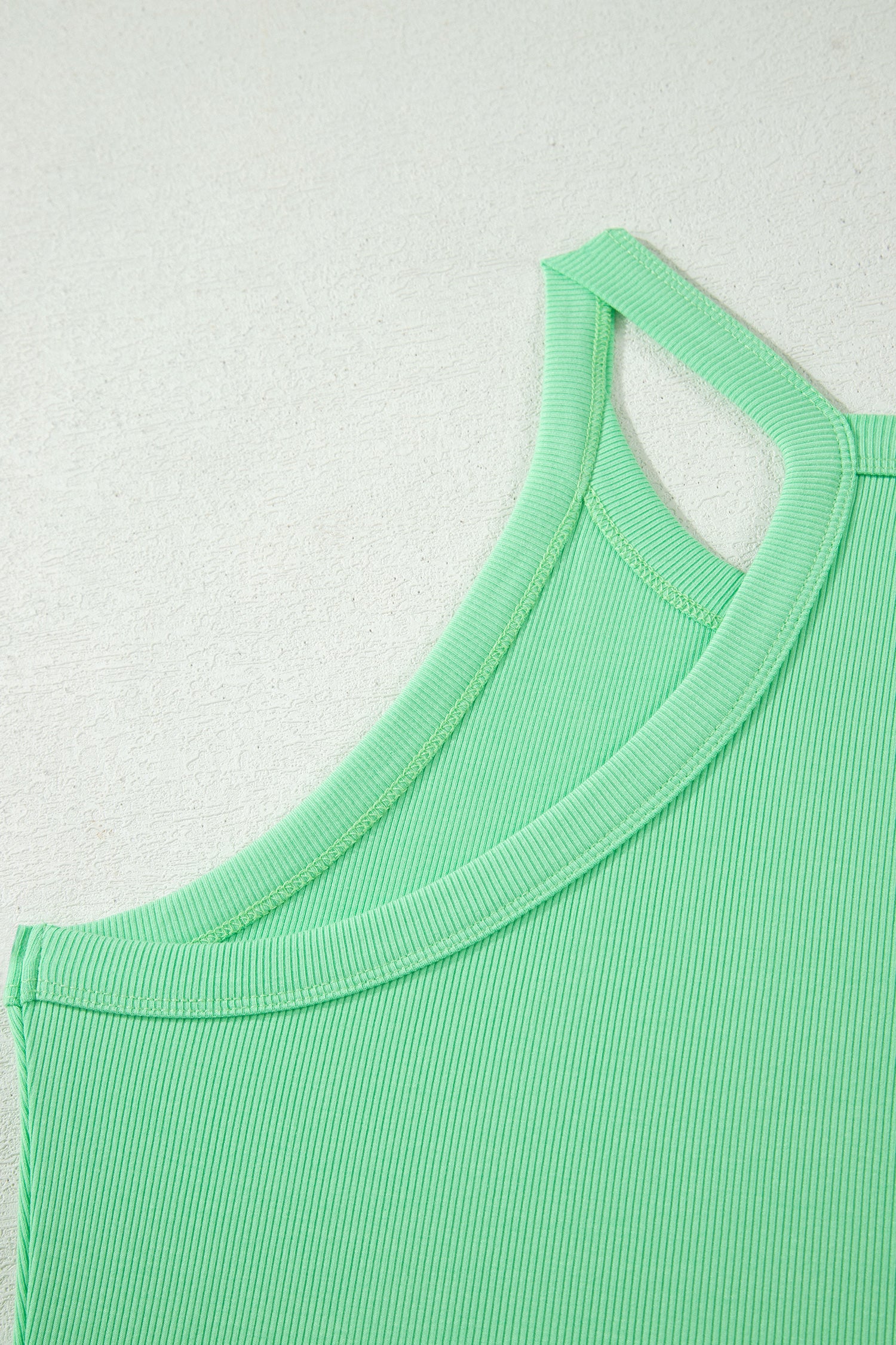 Sky Blue Slim Tank Top Elastic High Waist Shorts 2pcs Outfit – Light Blue