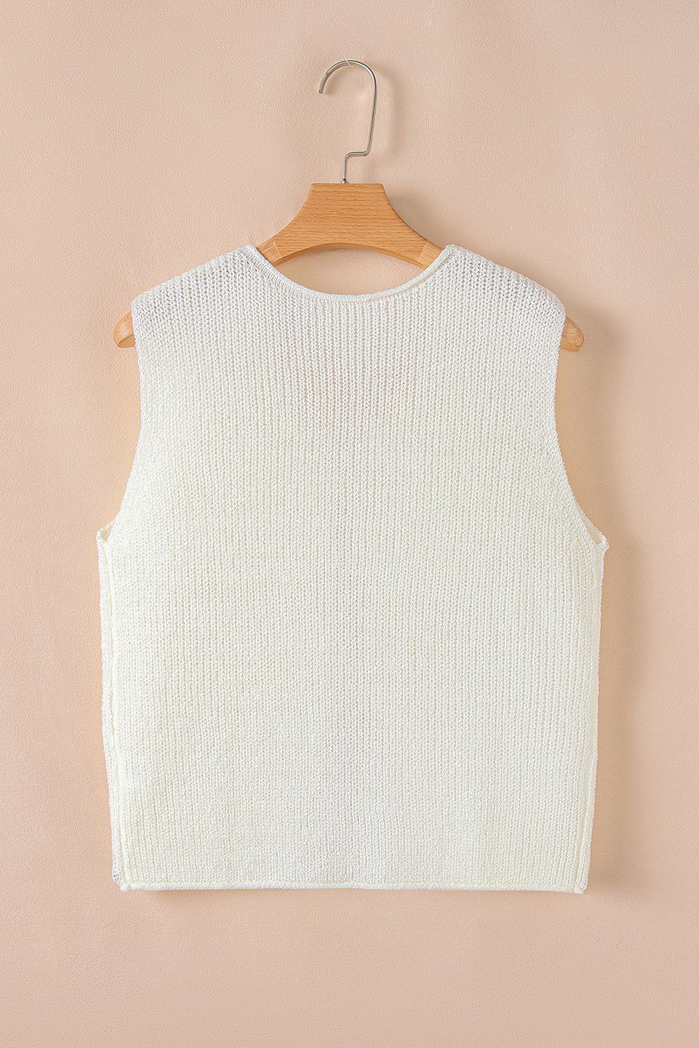 Beige Lace-up Front V Neck Sweater Vest eAura