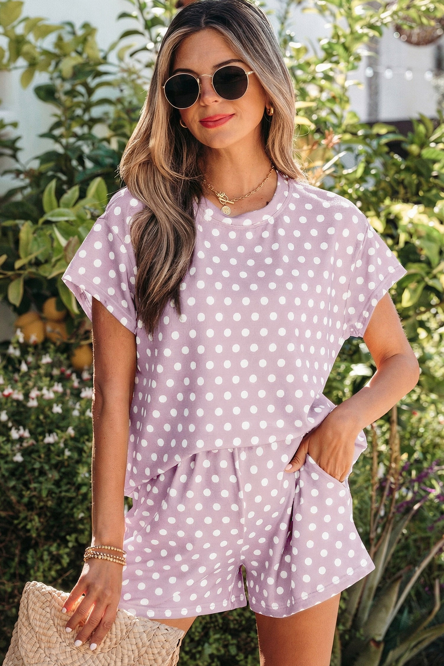 Polka Dot Print Co-ord Short Set