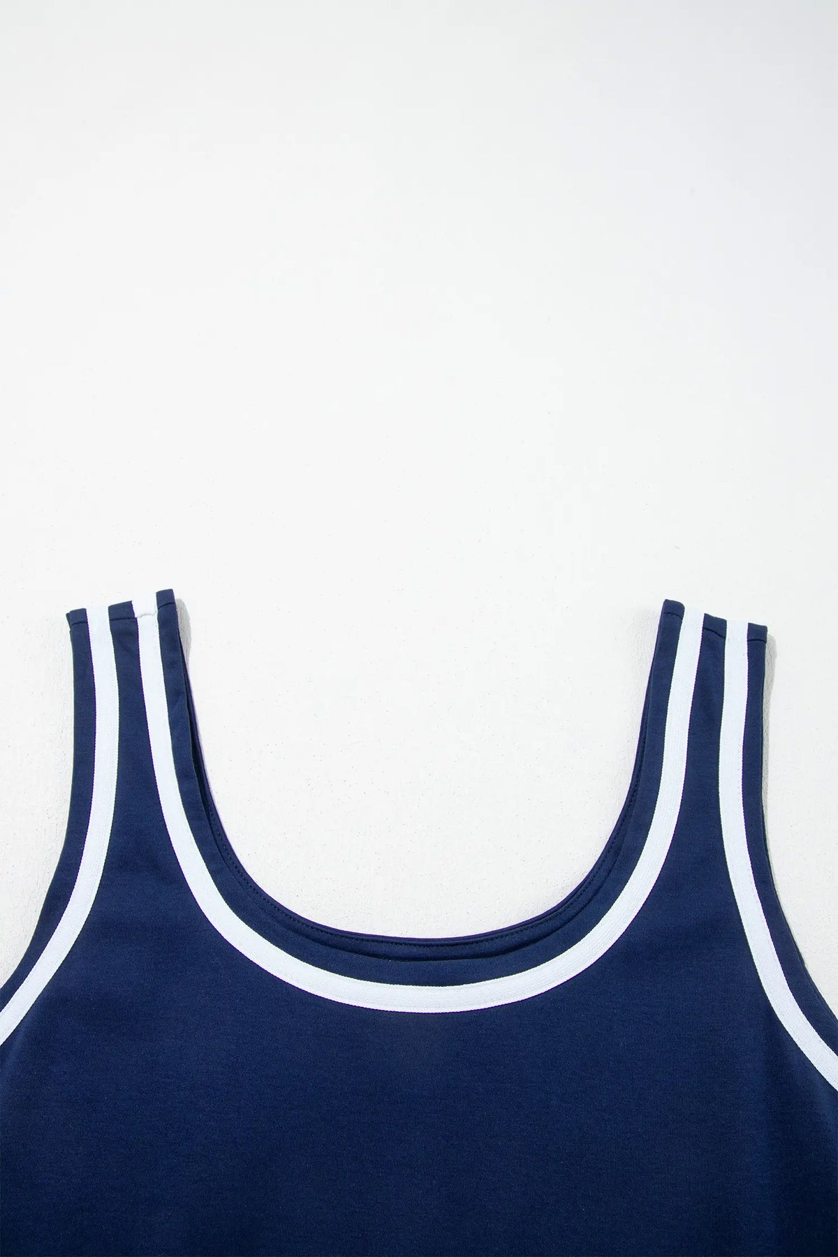 Contrast Trim U Neck Sleeveless Mini Dress – Dirty Blue