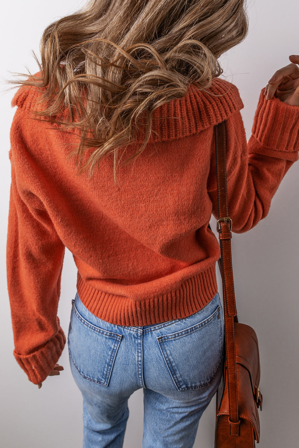 Collared V-Neck Ribbed Edge Sweater Dear-Lover Dropshipping
