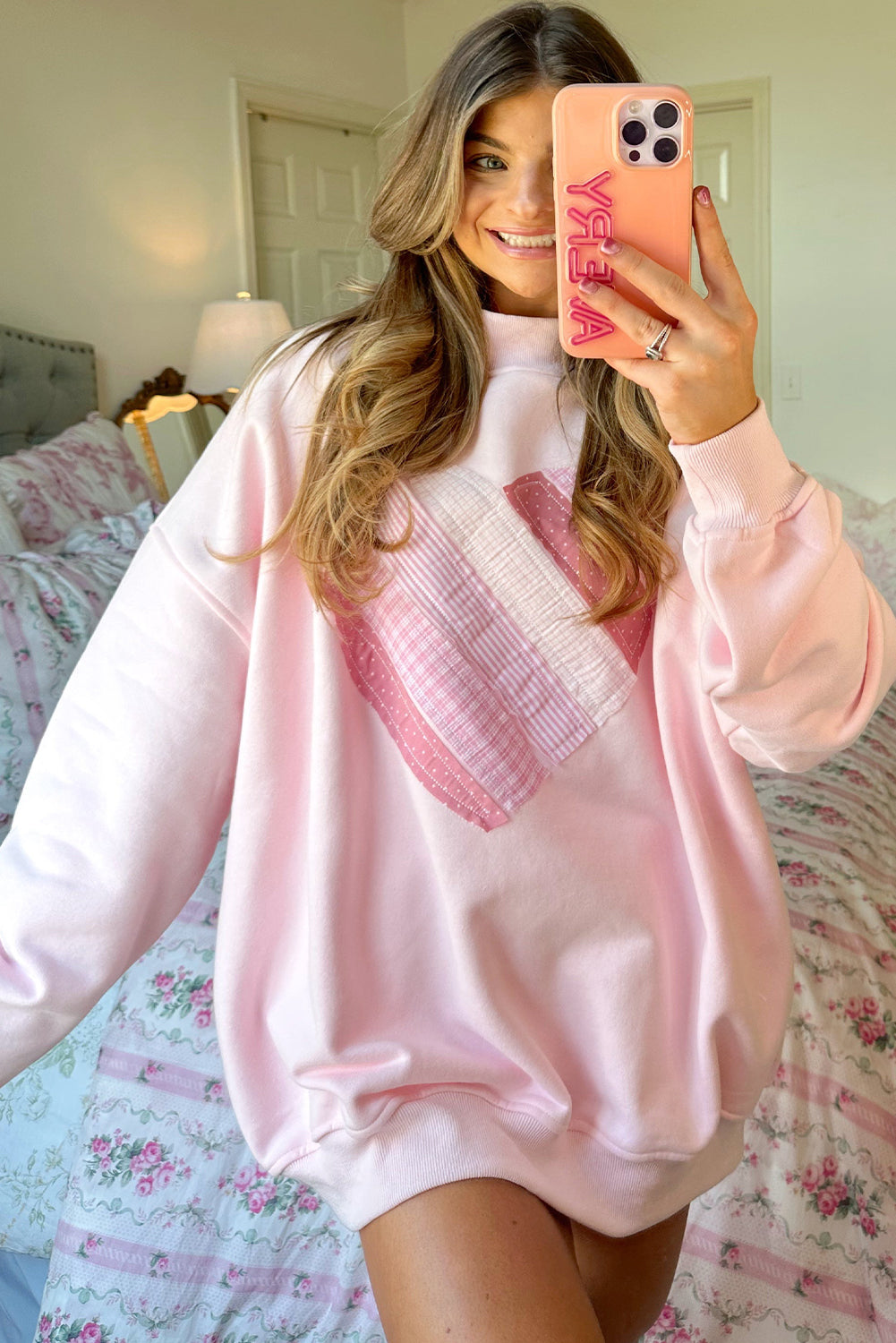 Sweetheart Patchwork Mockneck Oversized Sweatshirt - eAura