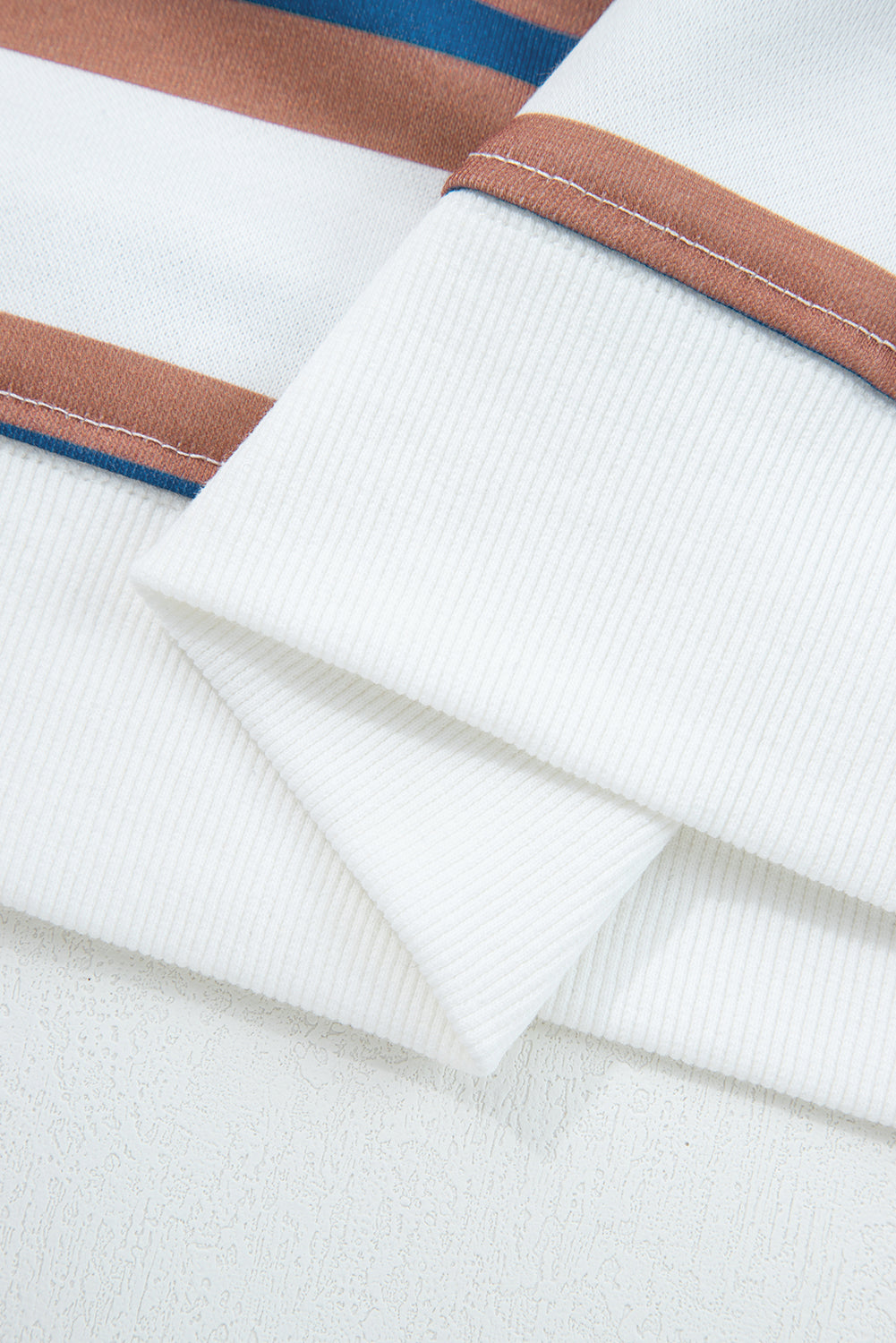 Stripe Crew Neck Drop Shoulder Pullover Sweatshirt - eAura