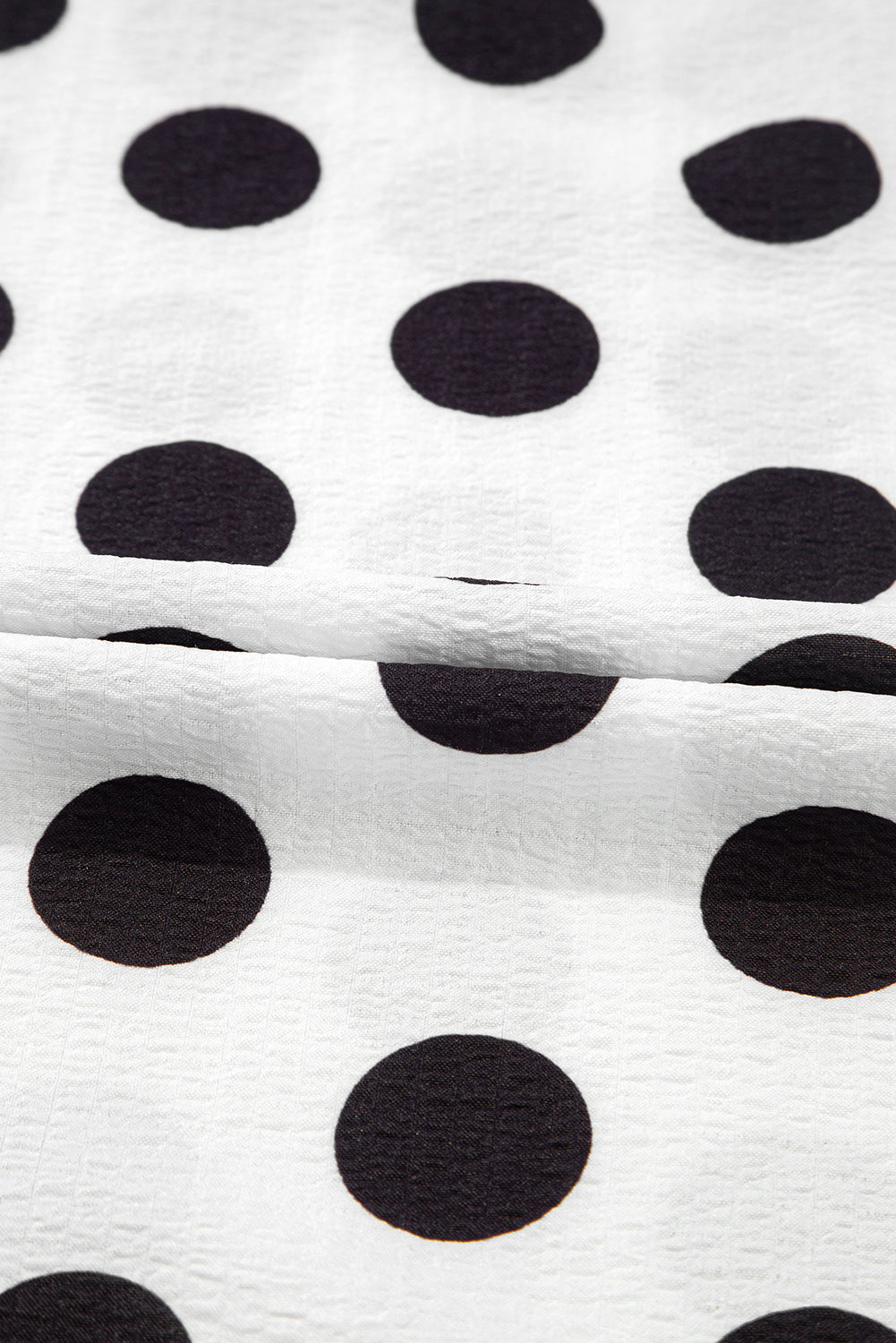 White Polka Dot Print Ruffled Sleeve V Neck Blouse eAura