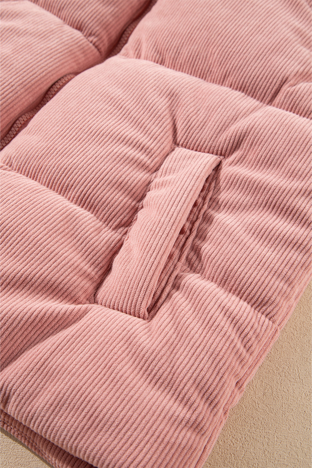 Pink Cord Stand Neck Zipped Puffer Gilet eAura