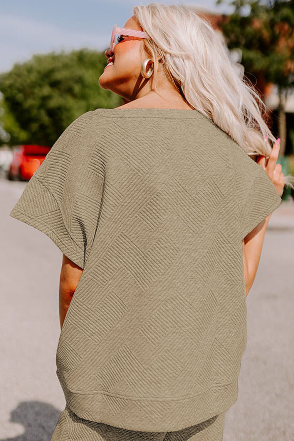 Textured Loose Fit T Shirt and Drawstring Trousers Co-ord Set eAura