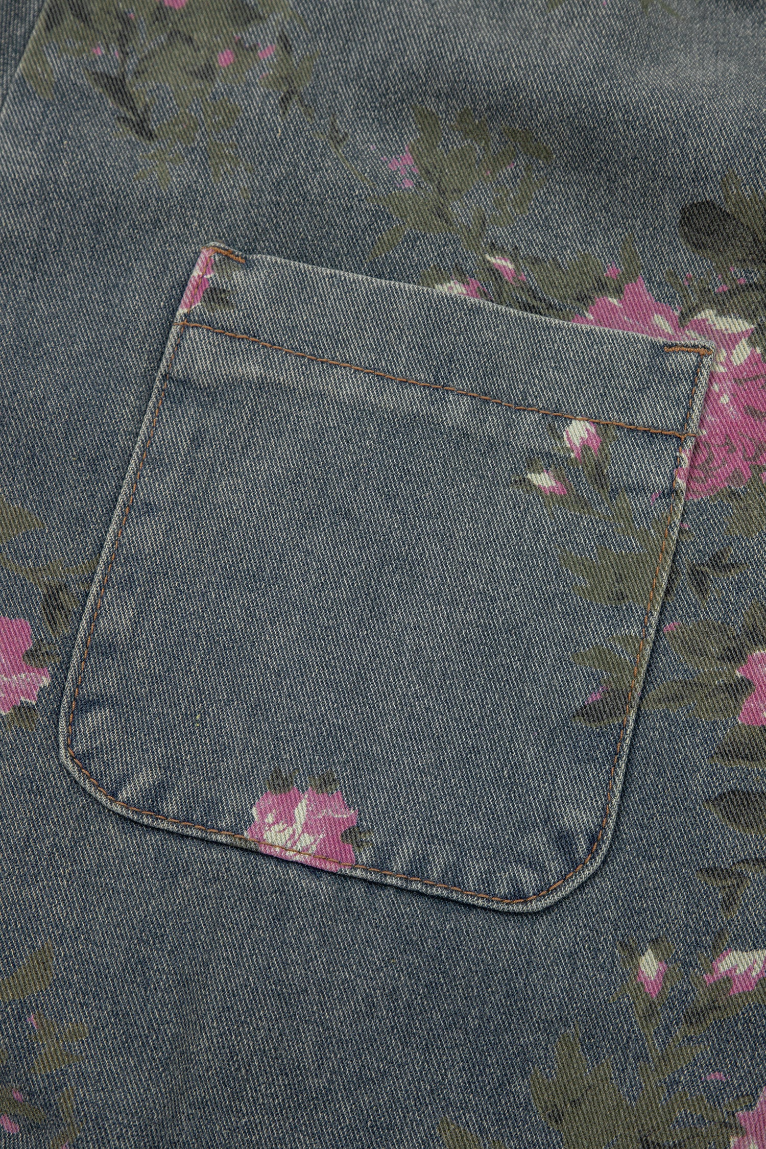 Floral Print Pleated Wide Leg Denim Jumpsuit – High Waist