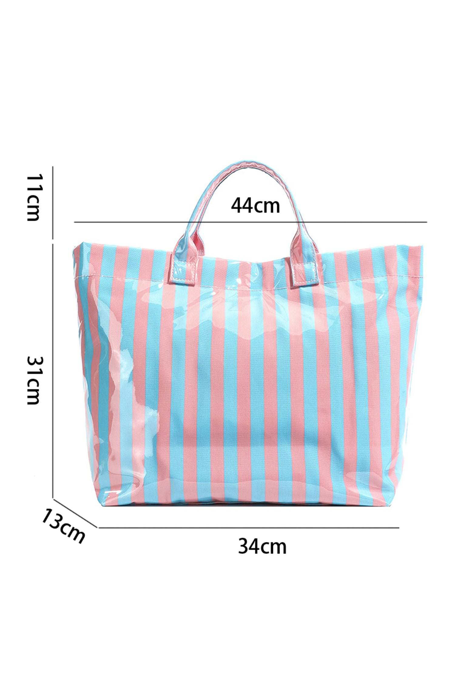 Glossy Striped Vinyl Large Tote Bag
