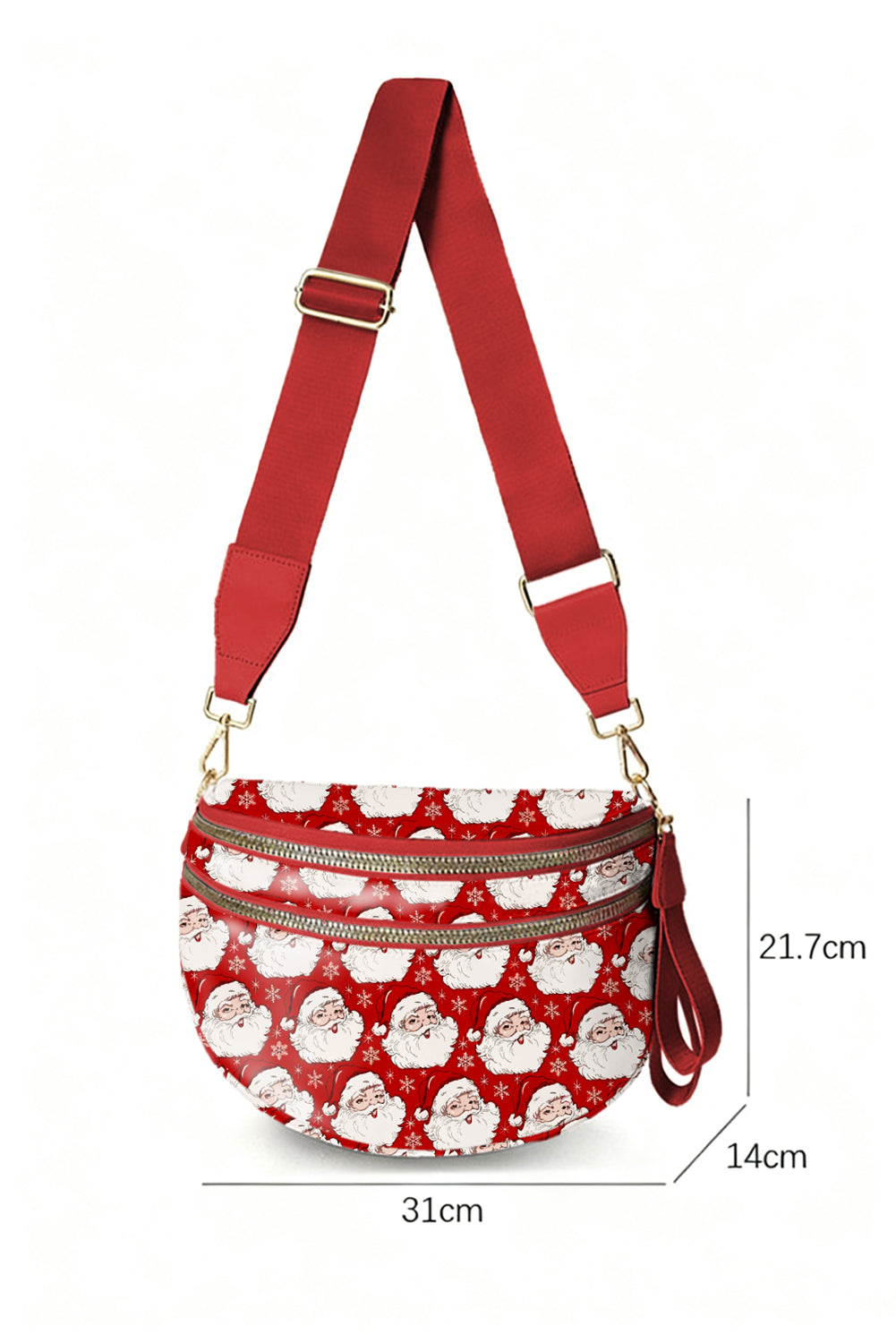 Chestnut Leopard Printed Double Zip PU Leather Crossbody Bag