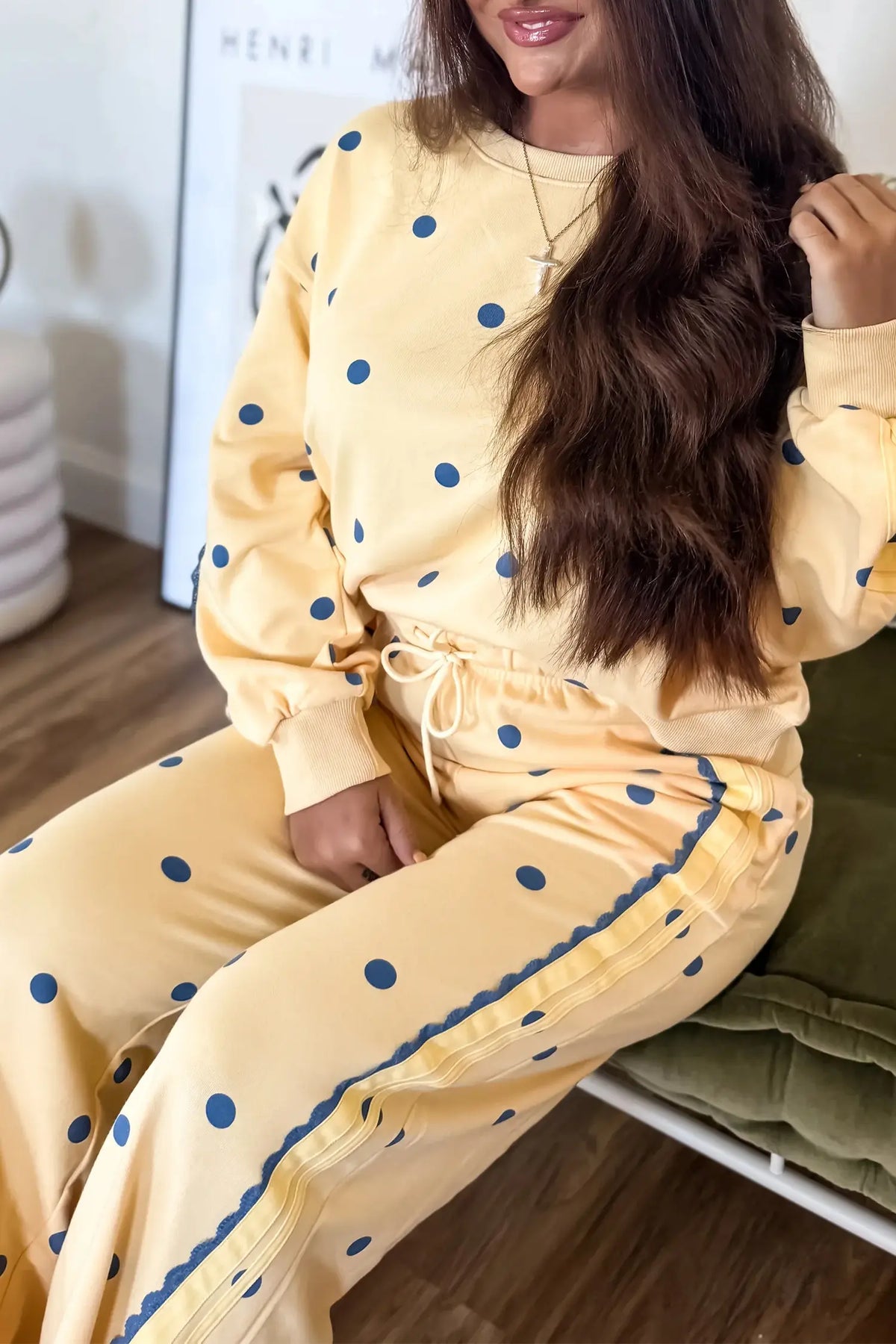 Co-ord set Long Sleeve Top and Wide-Leg Trousers with Patchwork