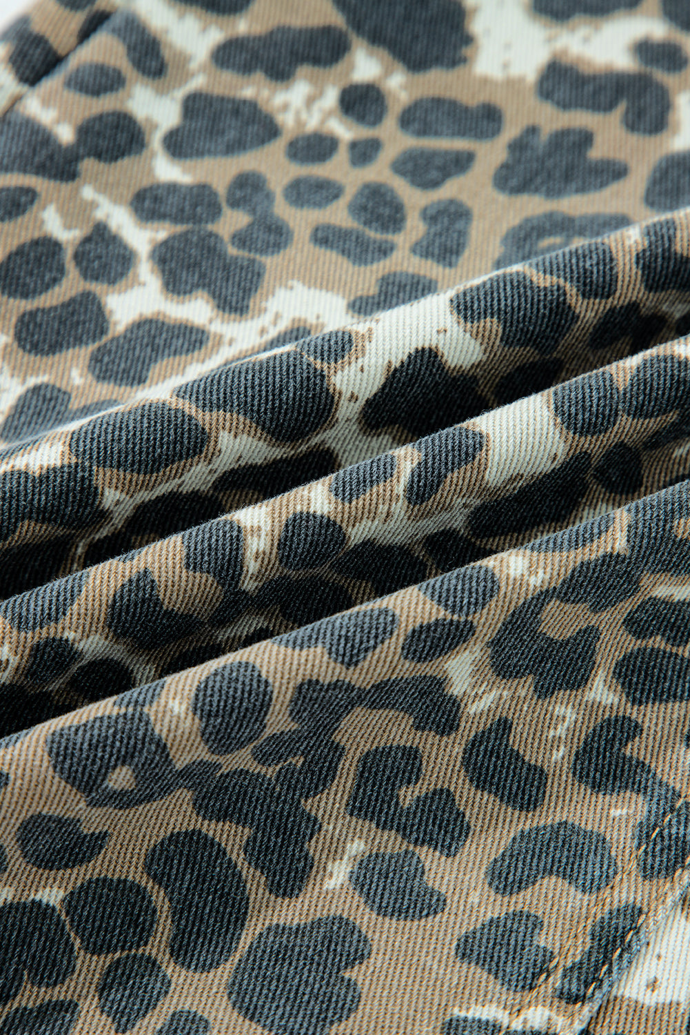 Leopard Print Pocketed Loose Fit Denim Overall Dress - eAura