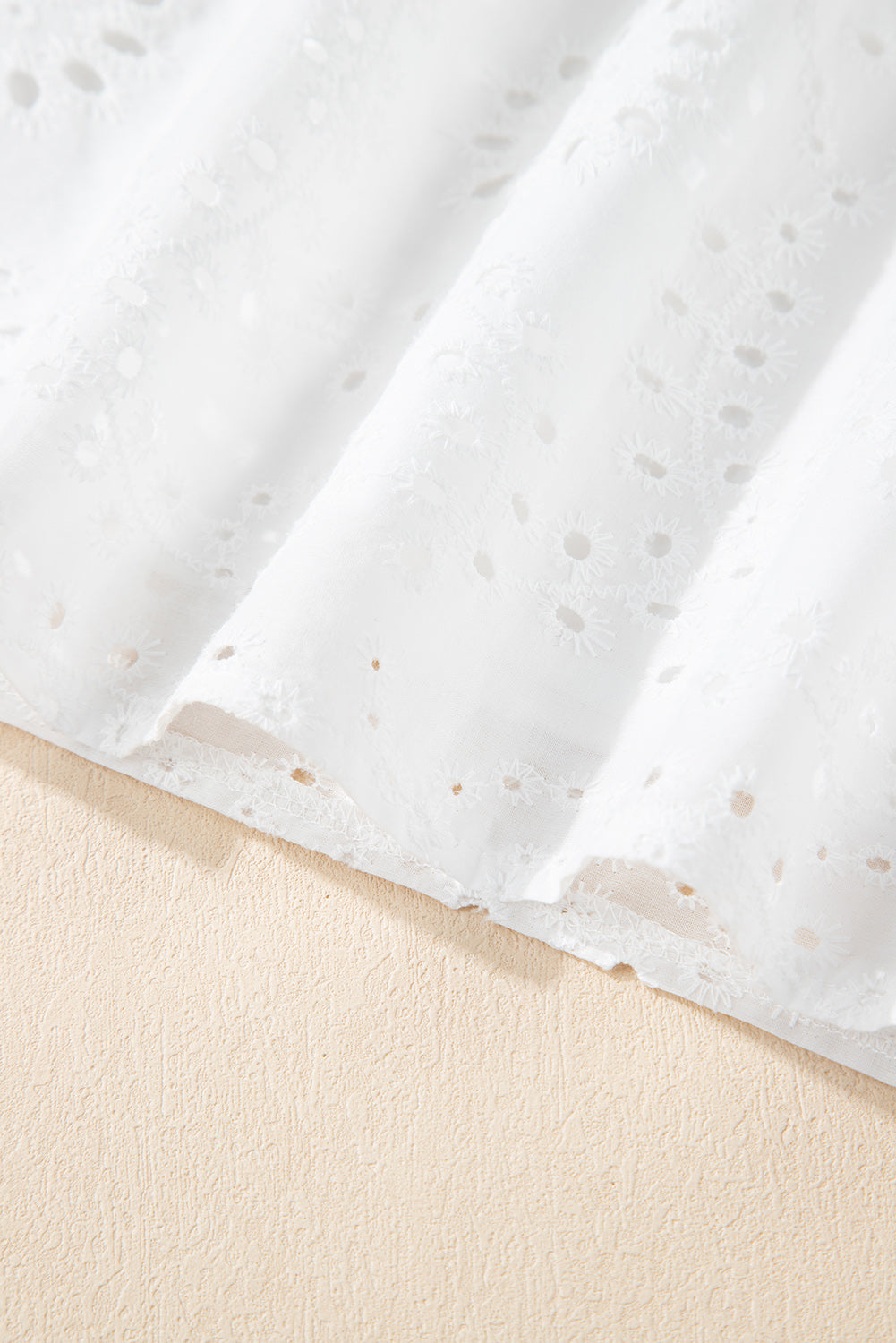 White Broderie Anglaise Ruffle Short Sleeve Blouse eAura
