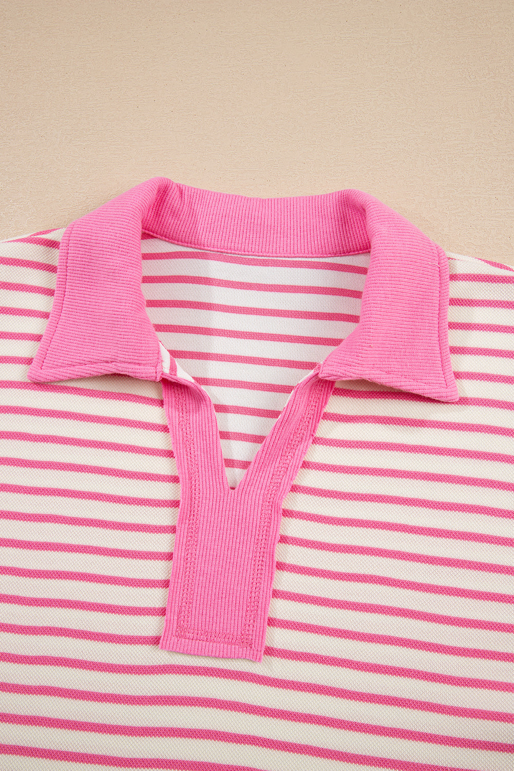 Stripe Collared V-Neck Drop Shoulder Pullover and Skort 2pcs Co-ord Dear-Lover Dropshipping