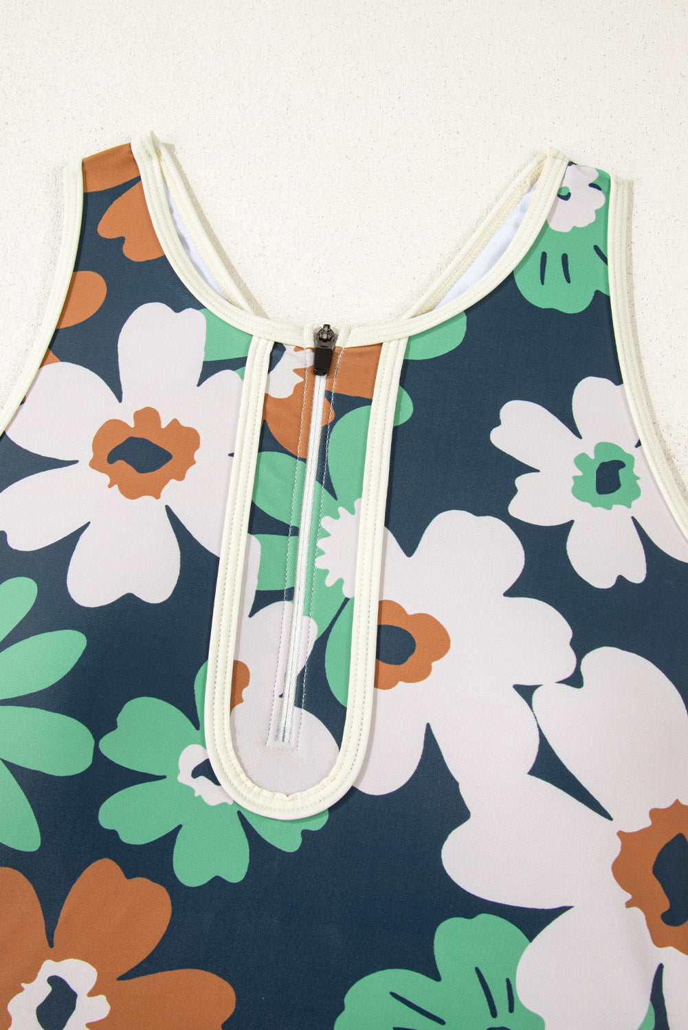 Blue Flower Zip up Racerback High Waisted Bikini BB Fashion Outlet