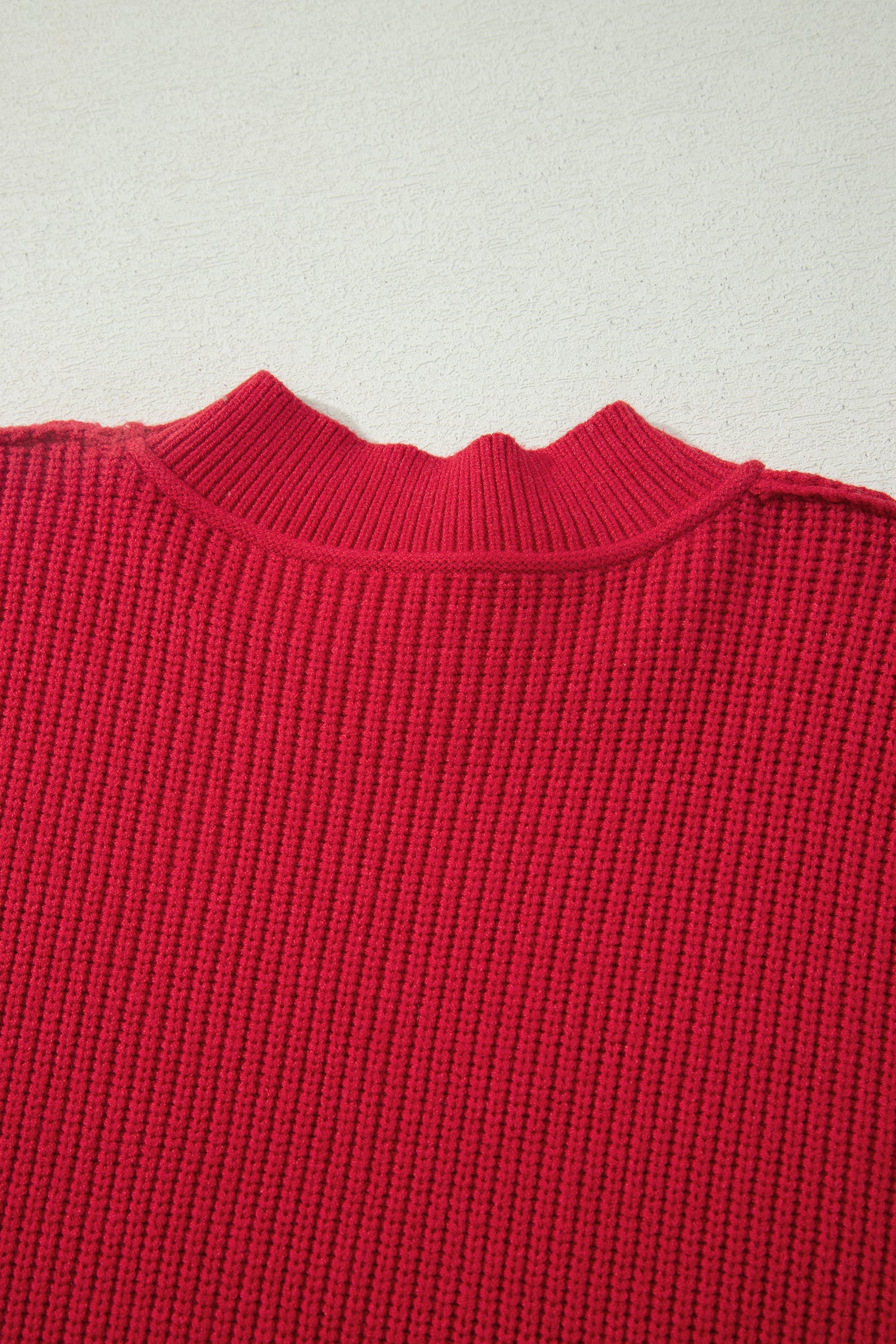 Long Sleeve Ribbed Knit Stand Neck Regular Fit Sweater – Chestnut