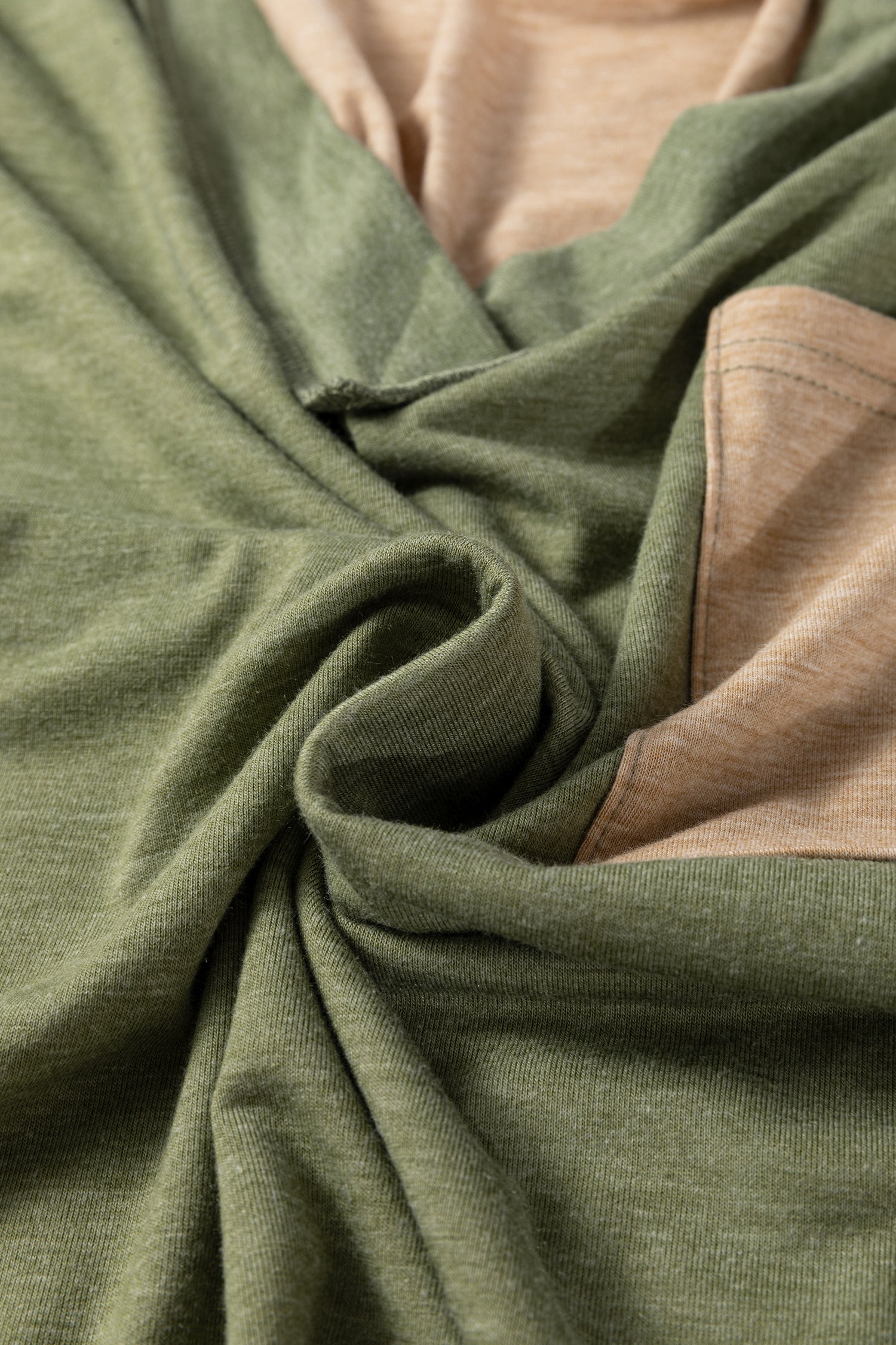 Exposed Stitching Colour-block V-Neck Long Sleeve Top