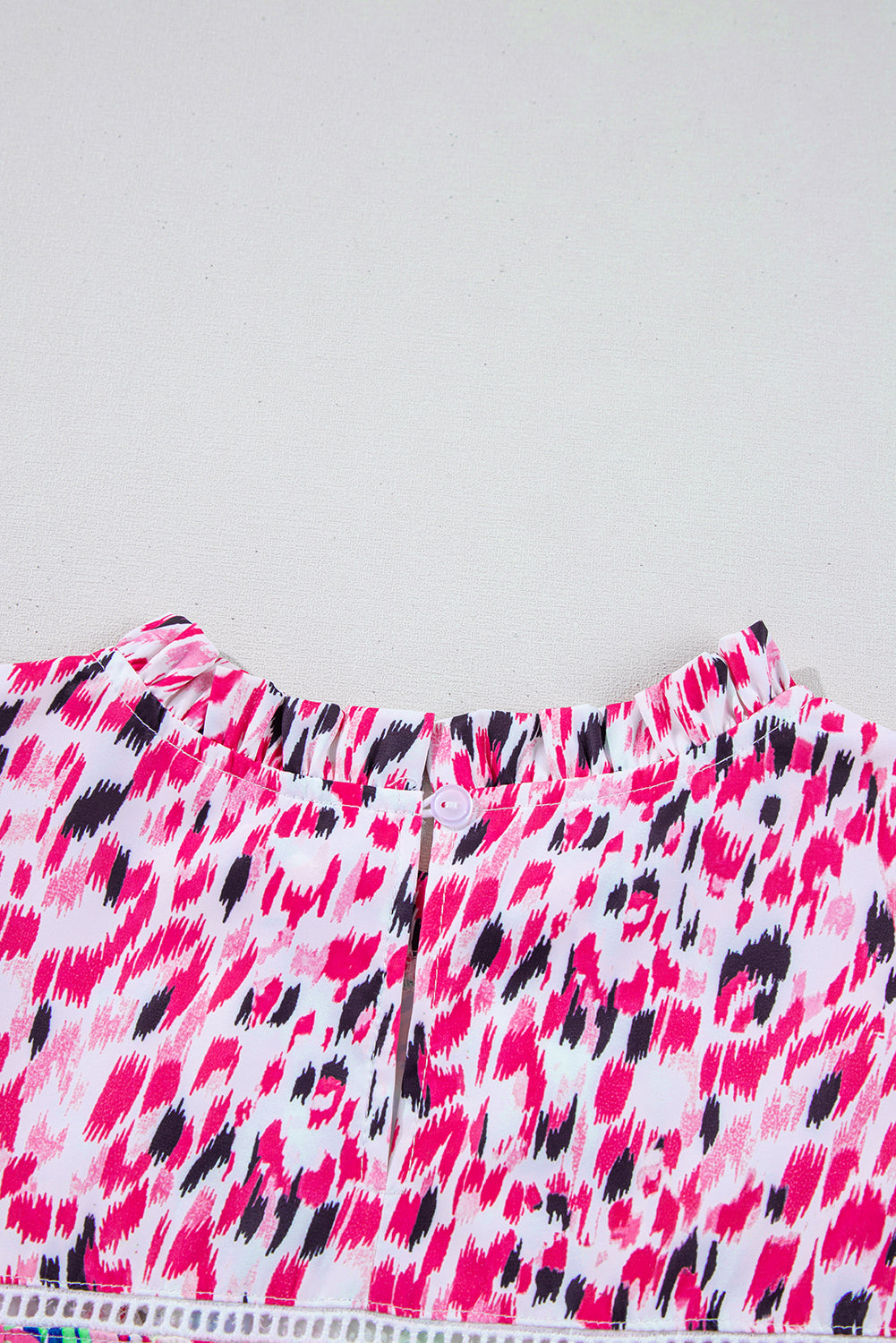 Pink Floral Mixed Print Ruffle Cap Sleeve Blouse eAura