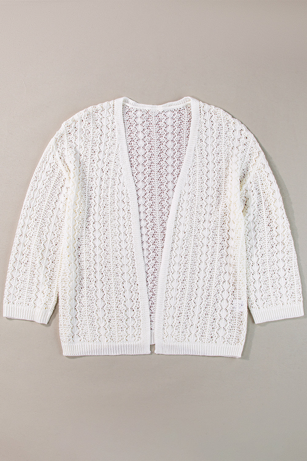 White Stylish Hollow Out Knit Drop Shoulder Cardigan BB Fashion Outlet