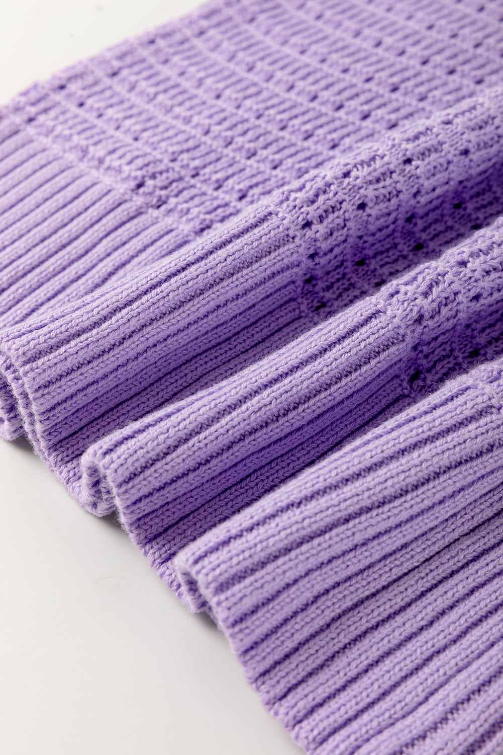 Pointelle knit Ribbed Trim Short Sleeve Sweater eAura