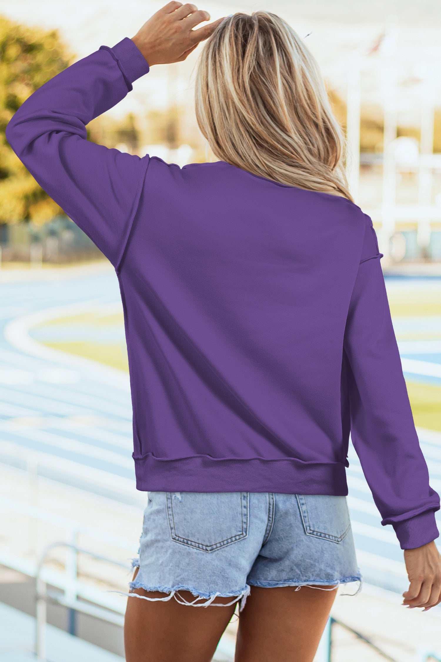 Black Oversize Drop Shoulder Reversible Mock Neck Sweatshirt