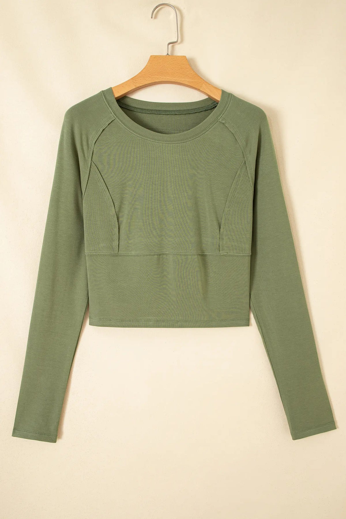 Round Neck Panel Long Sleeve Top