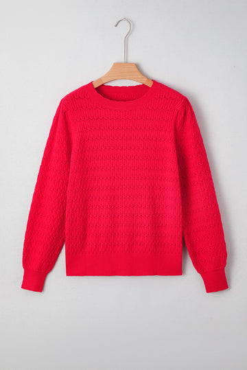 Pattern Knit Ribbed Cuffs Sweater - eAura