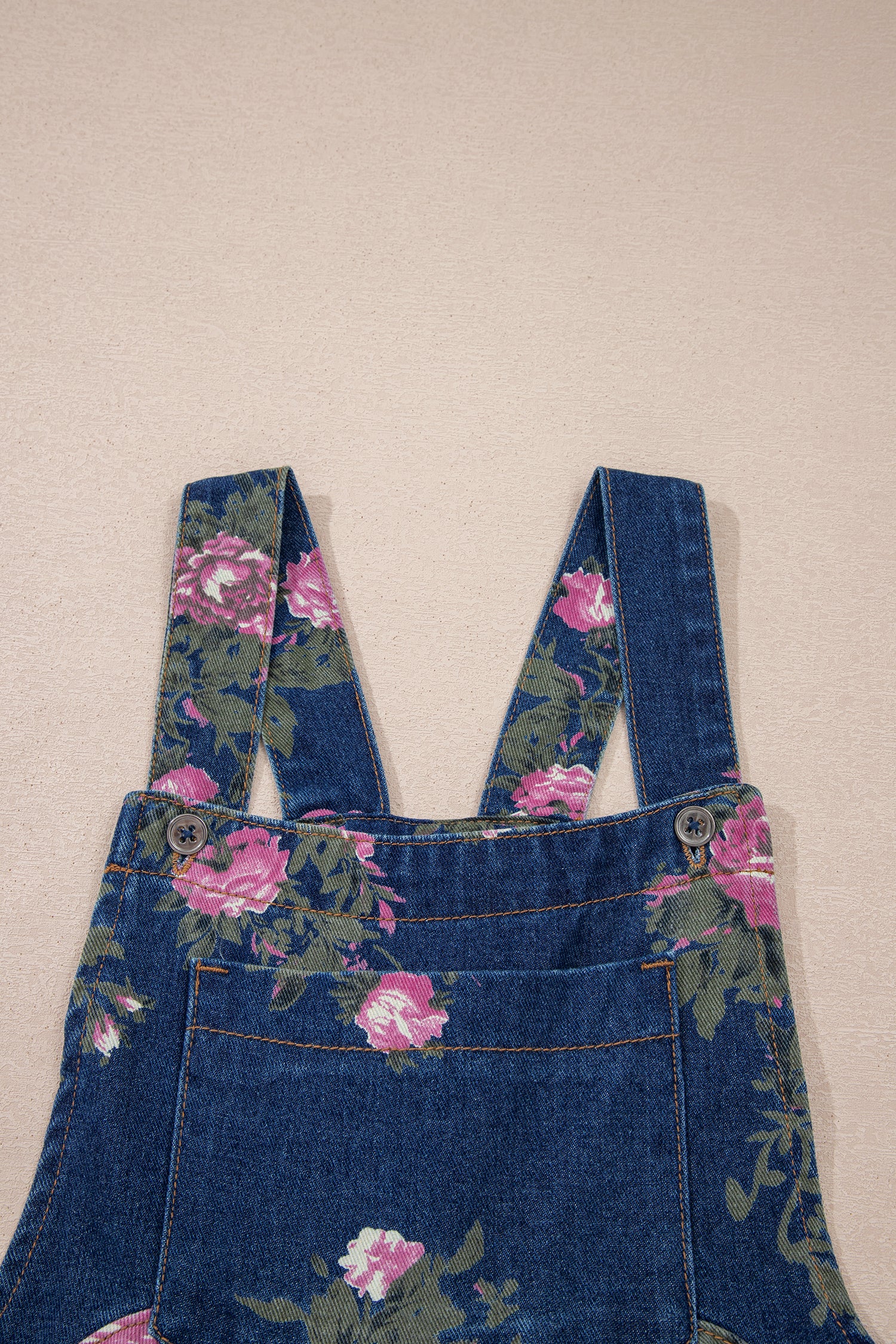 Floral Print Pleated Wide Leg Denim Jumpsuit – High Waist