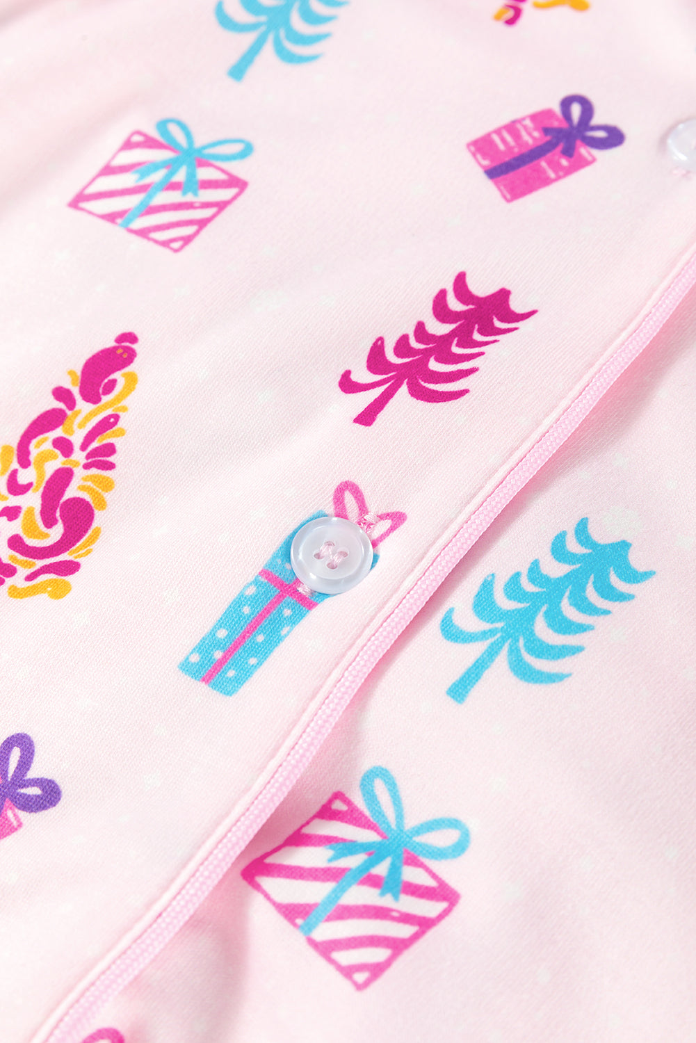 Pink Christmas Twinkle Tree Print Shirt Nightie Sleep Dress eAura