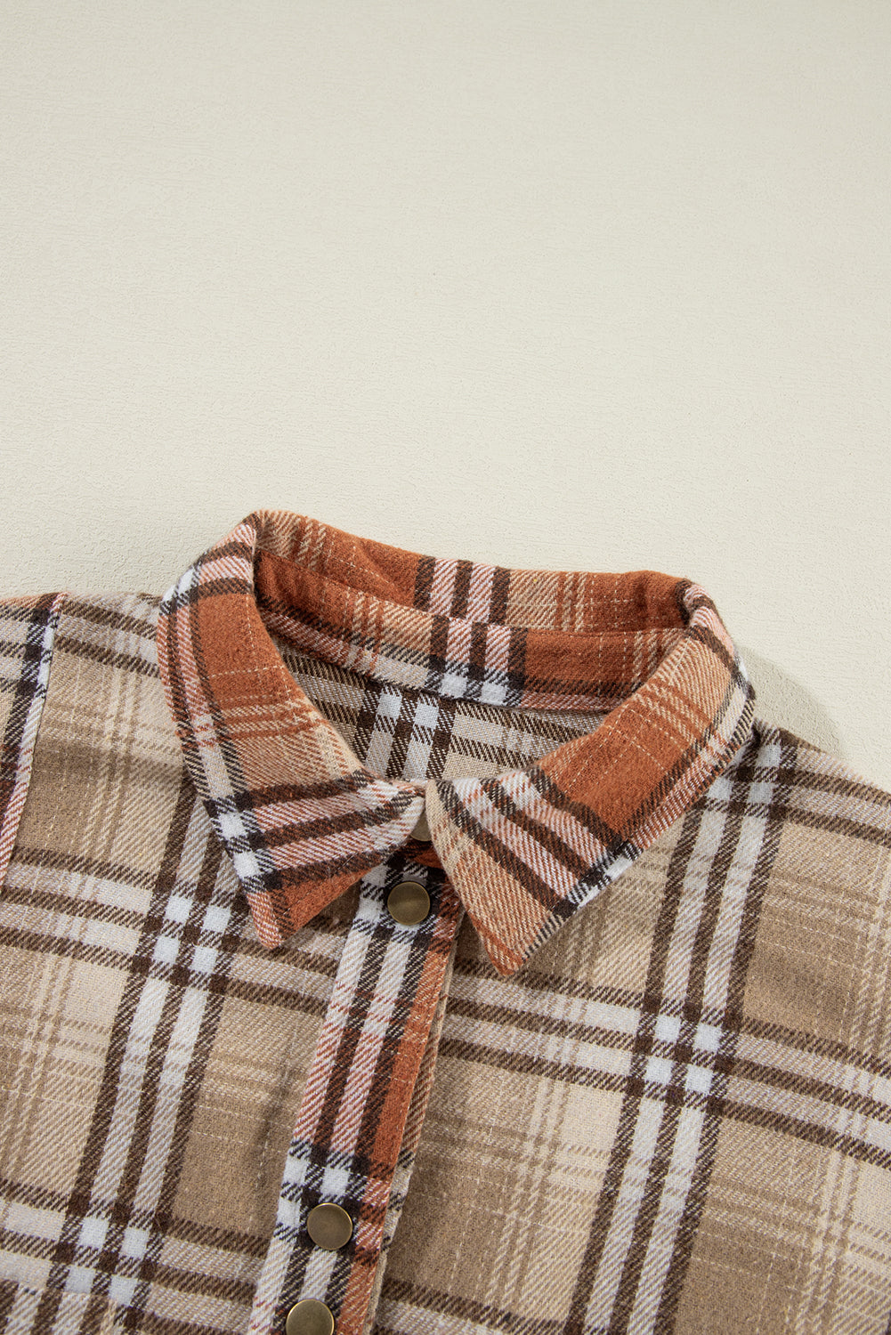 Khaki Plaid Colourblock Patchwork High Low Shacket eAura
