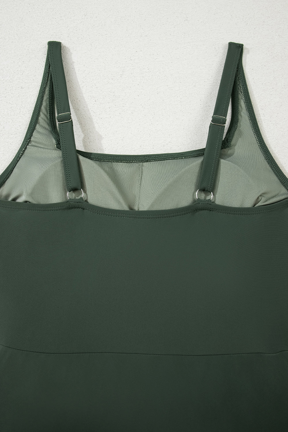 Mist Green Side Tied Waist Square Neck Adjustable Straps A-line One Piece Swim Dress eAura