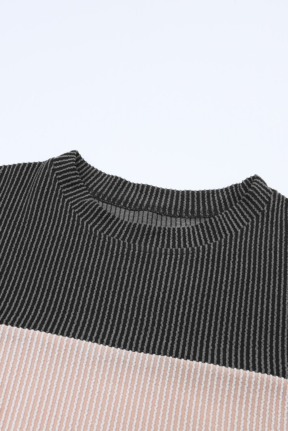Multicolour Colour Block Long Sleeve Ribbed Loose Top eAura