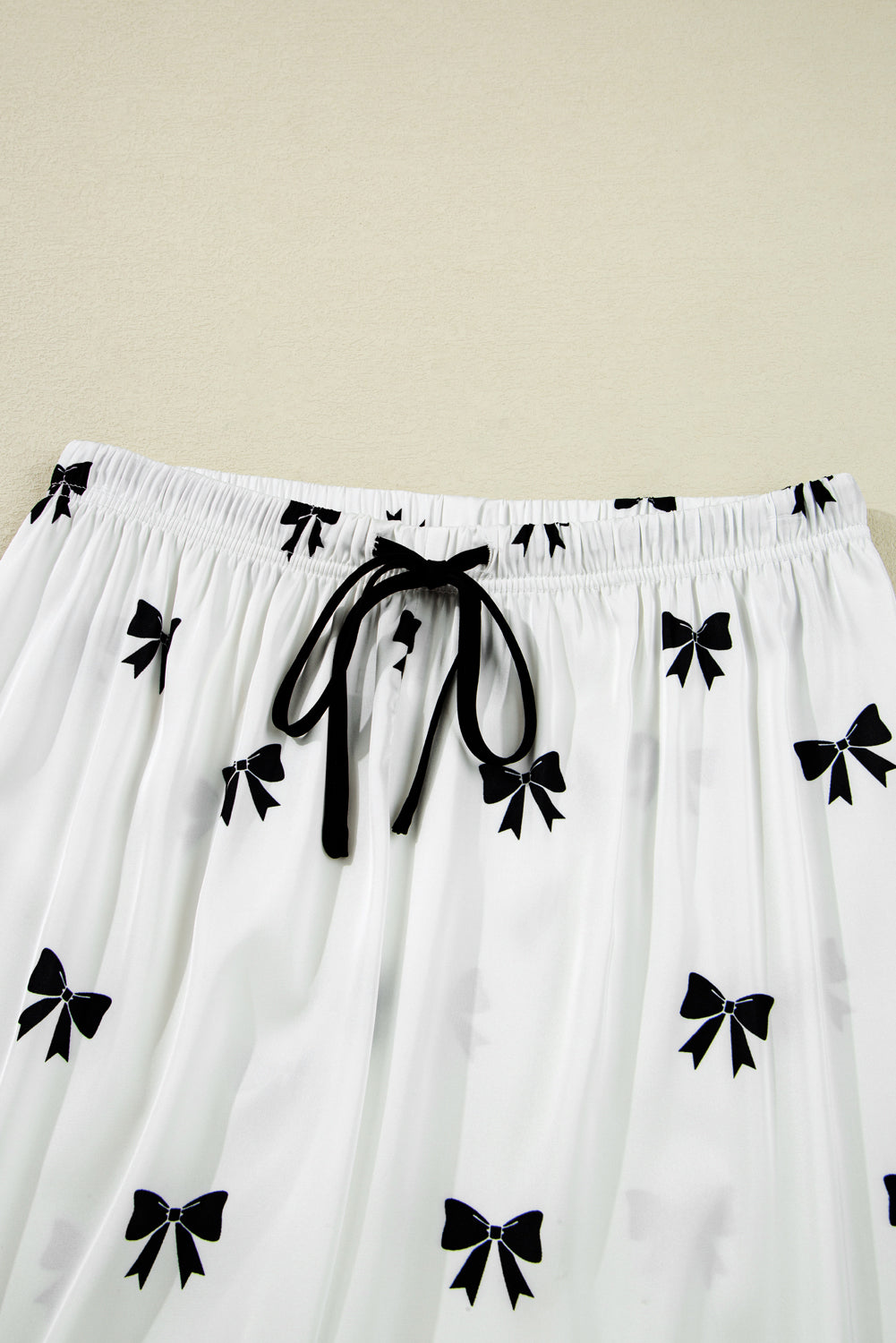White Bows Print Two Piece Pyjama Set - eAura