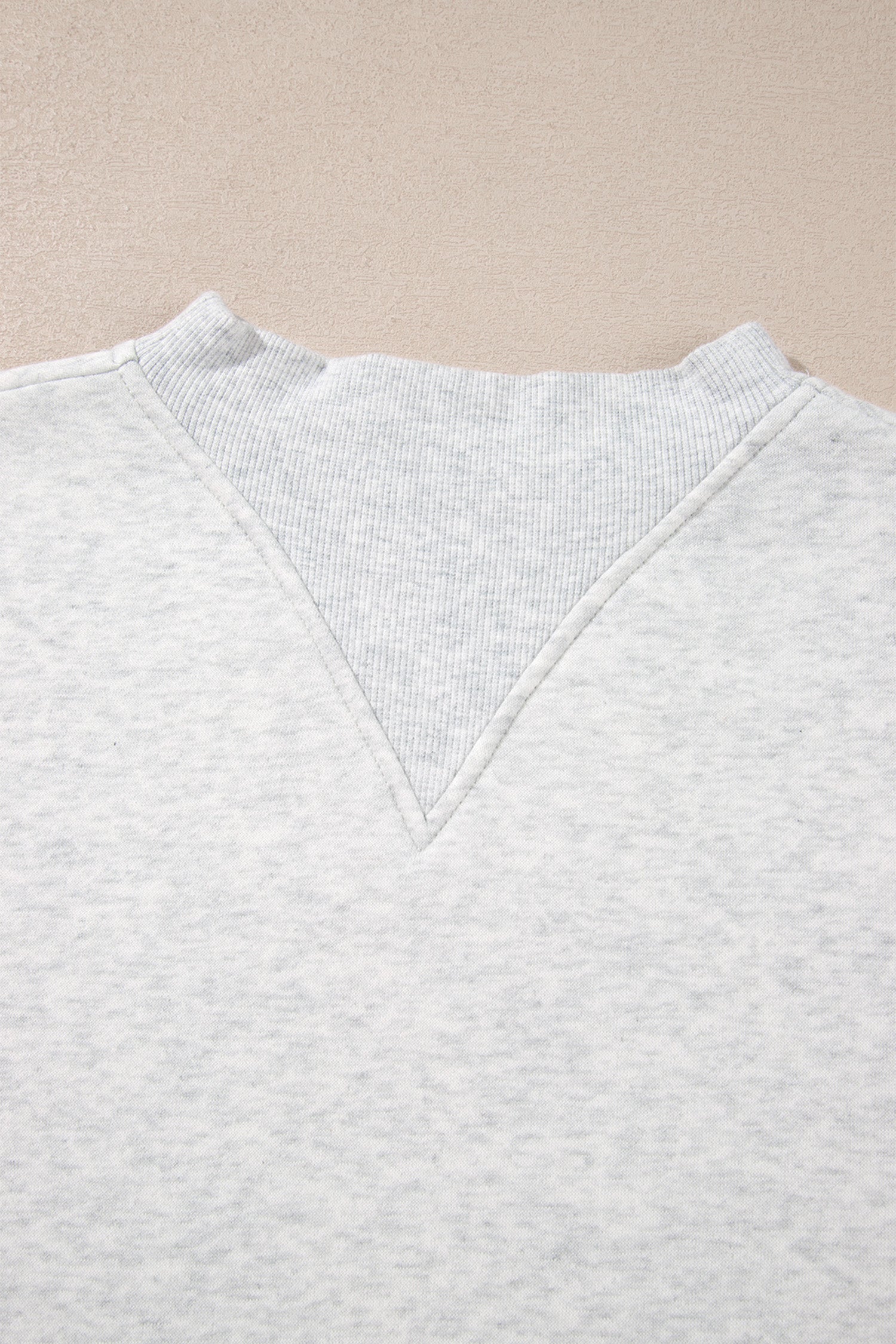 High Neck Ribbed Cuff Hem Sweatshirt – Light Grey