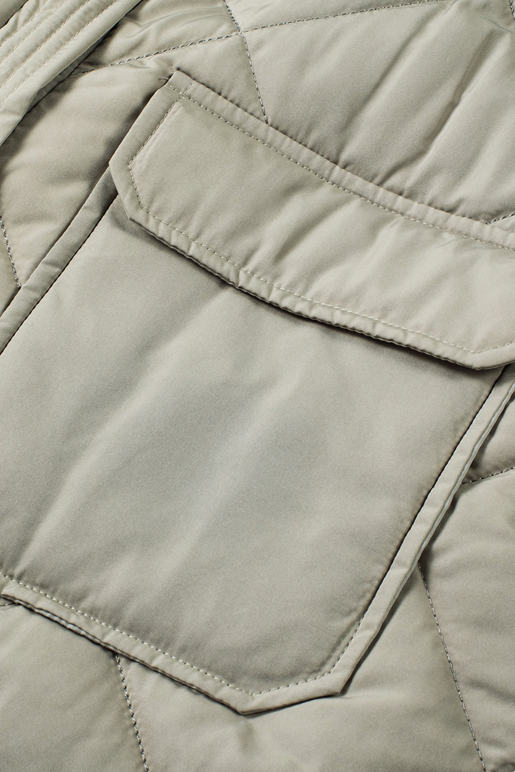 Grass Green Quilted Long Sleeveless Coat with Pockets eAura