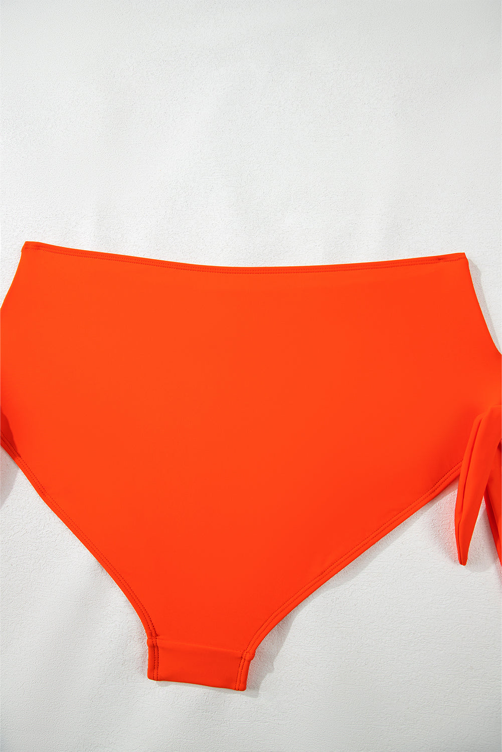 Orange Ruffled Trim Knotted High Waist Plus Size Bikini Set BB Fashion Outlet