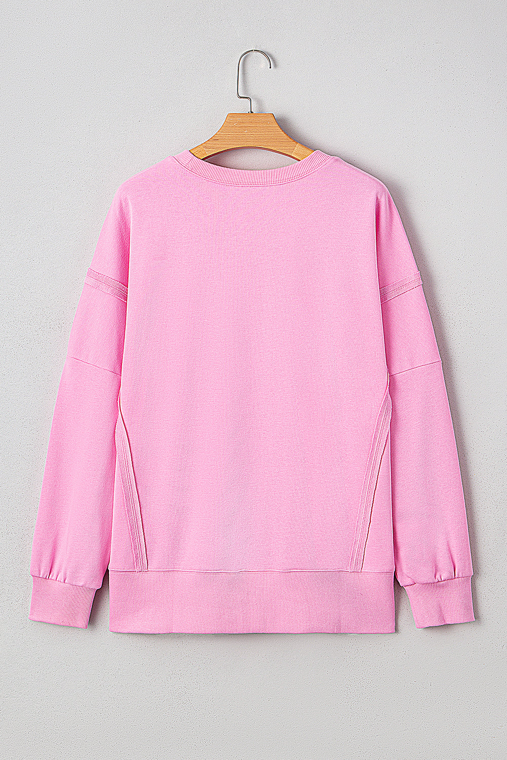 Sequin XOXO Letter Graphic Exposed Seam Oversized Sweatshirt - Tops/Sweatshirts & Hoodies