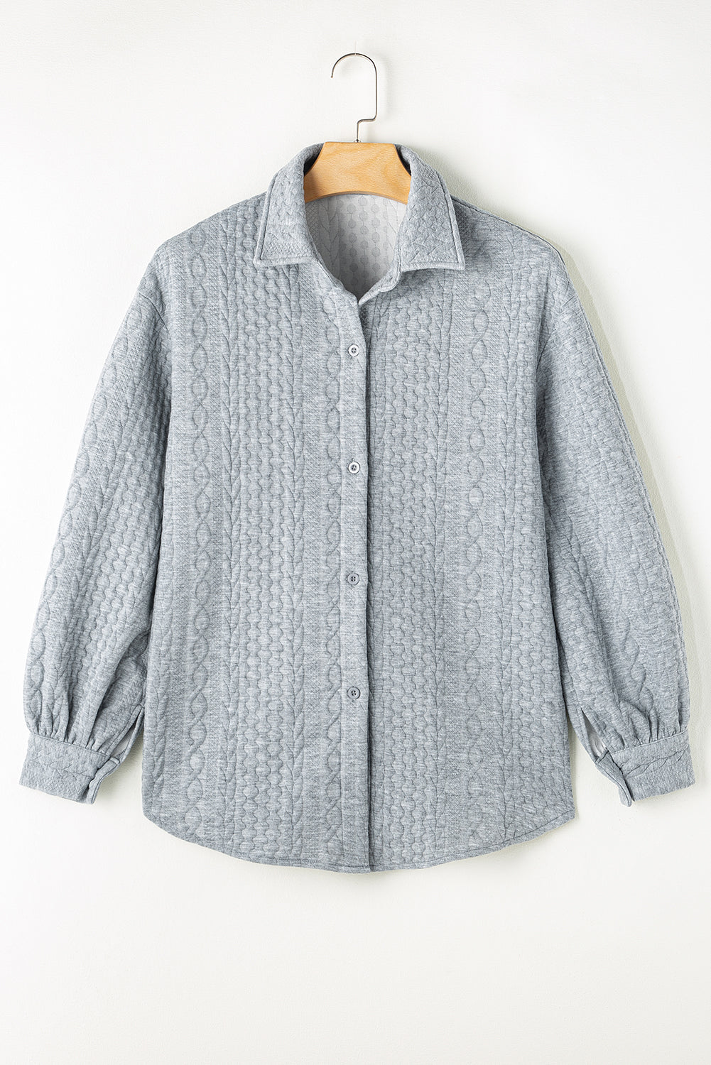 Textured Puff Sleeve Loose Shacket eAura