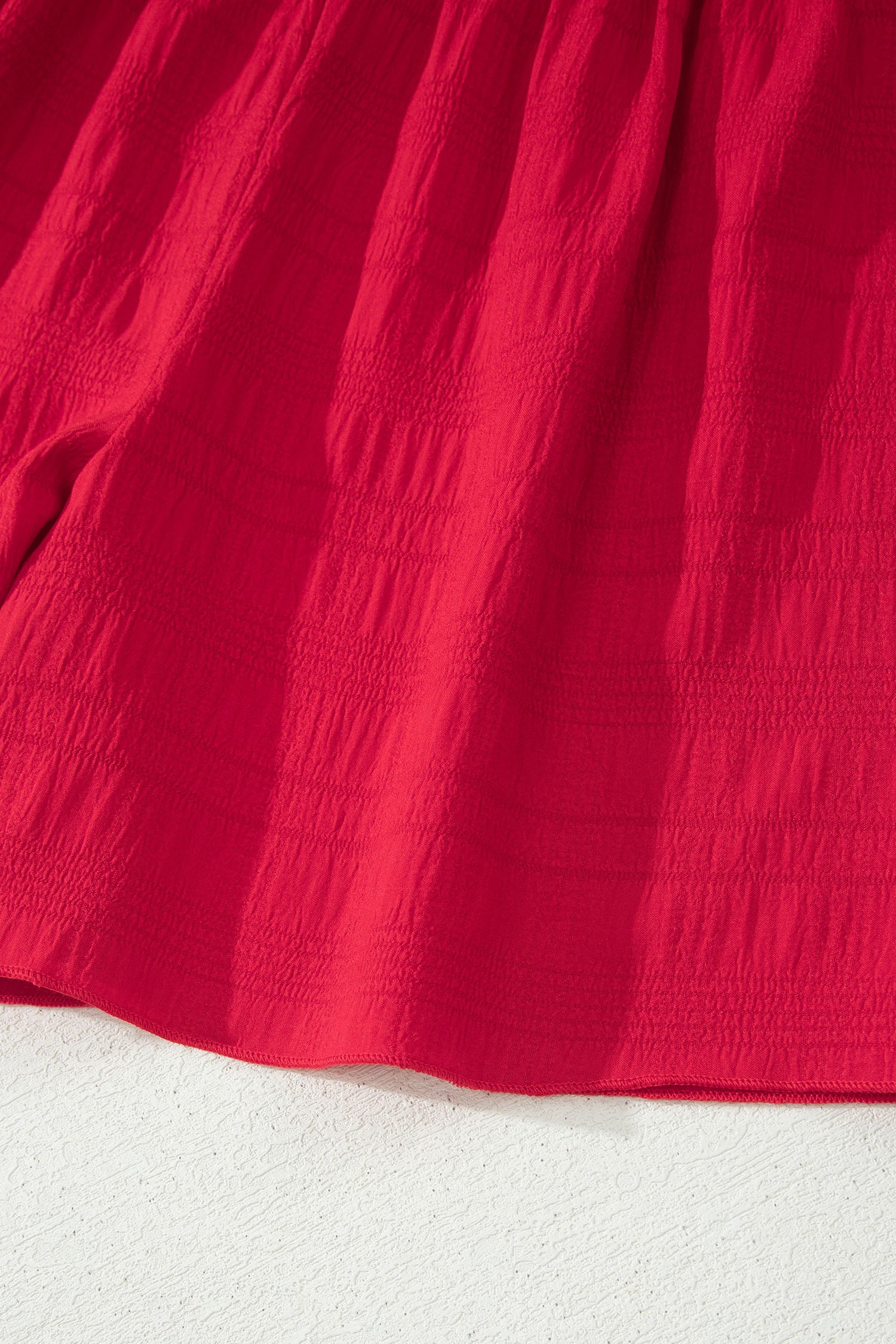 Textured Square Neck Top & Shirred High Waist Shorts Co-ord Set