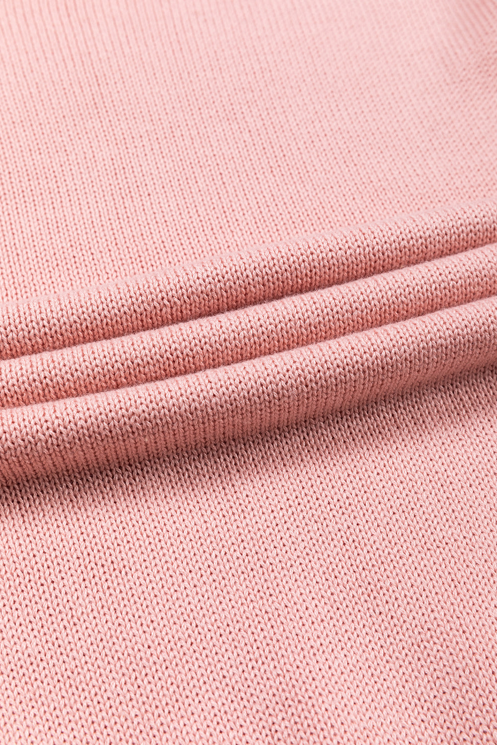 Pink Colourblock Bishop Sleeve Ribbed Trim Sweater eAura