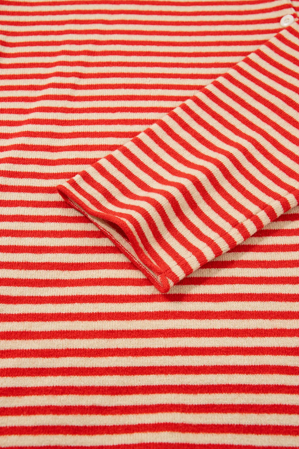Striped Button Collar Long Sleeve Knit Cardigan – Red Stripe