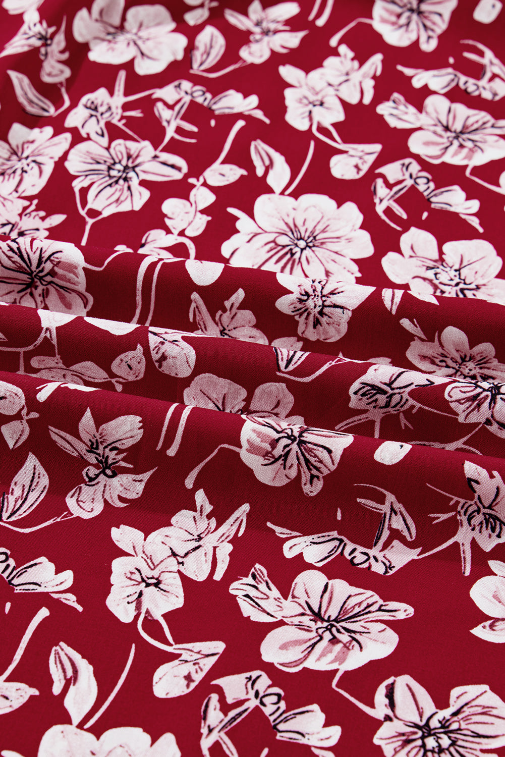 Purple Plus Floral Balloon Sleeve V Neck Relaxed Dress - eAura